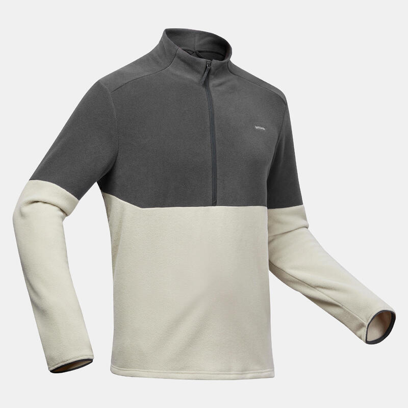 Polaire de randonnée montagne homme, MH500 demi zip beige
