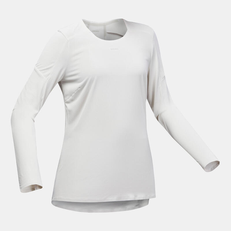 Camiseta de montaña y trekking manga larga Mujer Quechua MH500