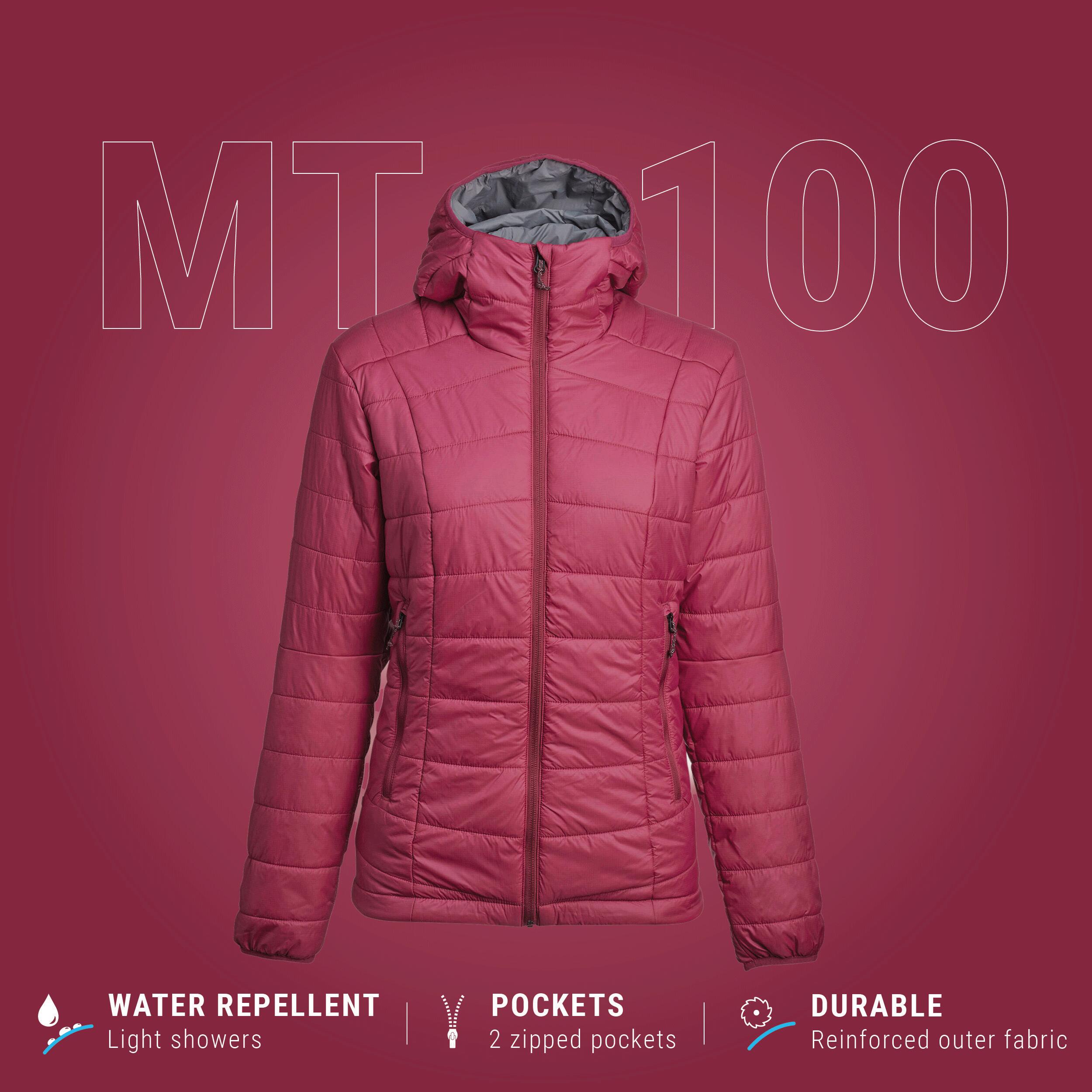 Women's Mountain Trekking Padded Jacket with Hood - MT100 -5°C 1/7