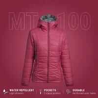 Women's Mountain Trekking Padded Jacket with Hood - MT100 -5°C