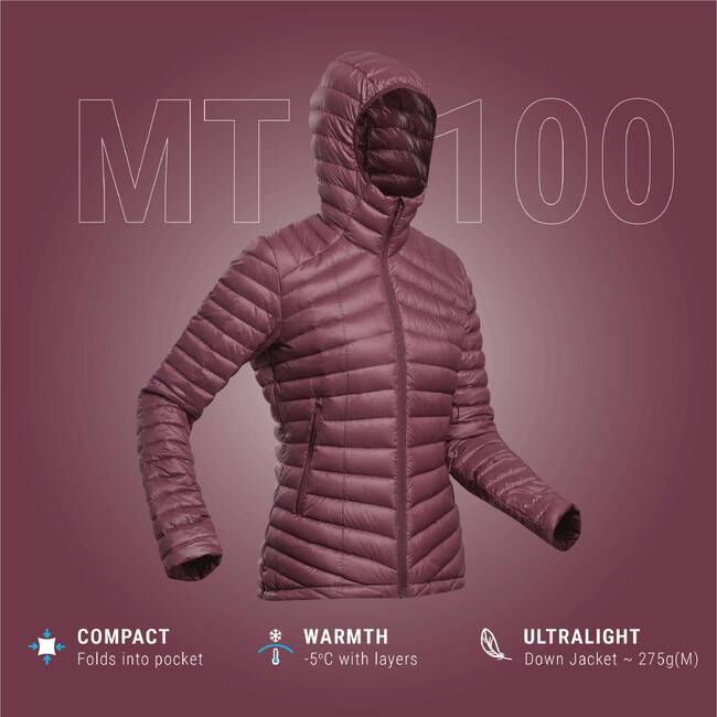 Women’s Padded Winter Jacket – MT 100 Purple