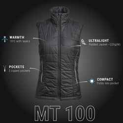 Trek 100, Sleeveless Padded Backpacking Jacket, Women's