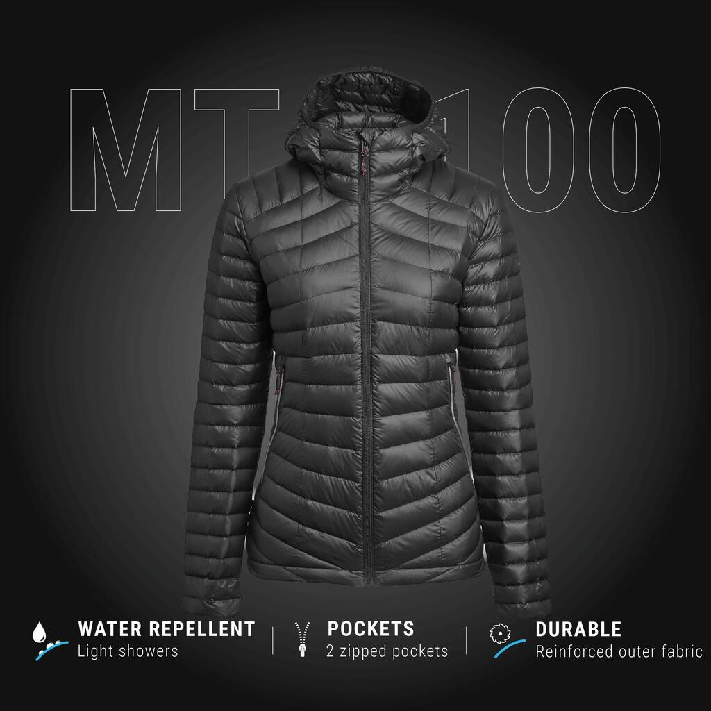 Women's Mountain Trekking Hooded Down Jacket - MT100 -5 °C