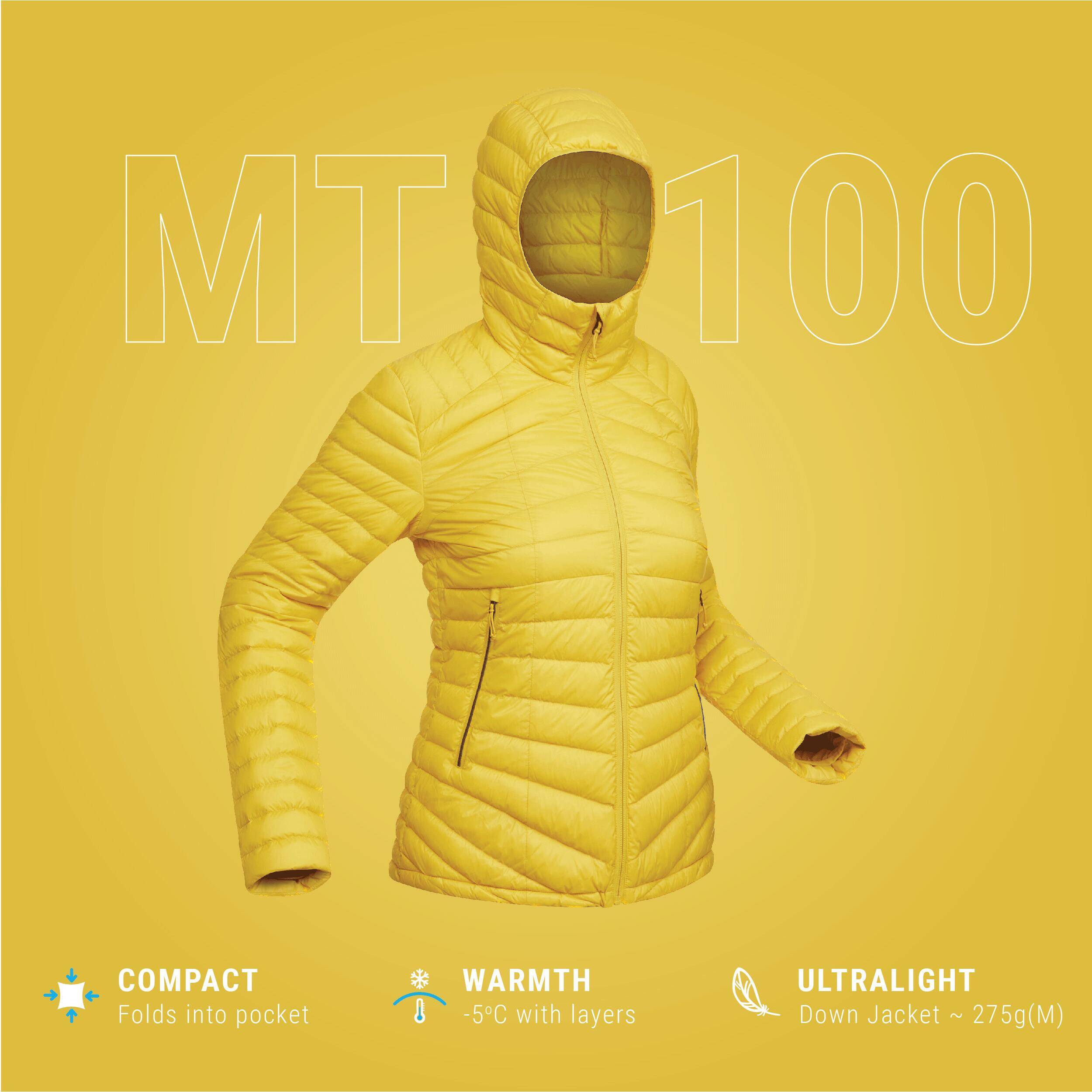 Women Trekking Down Jacket MT100 -5°C Yellow -  3