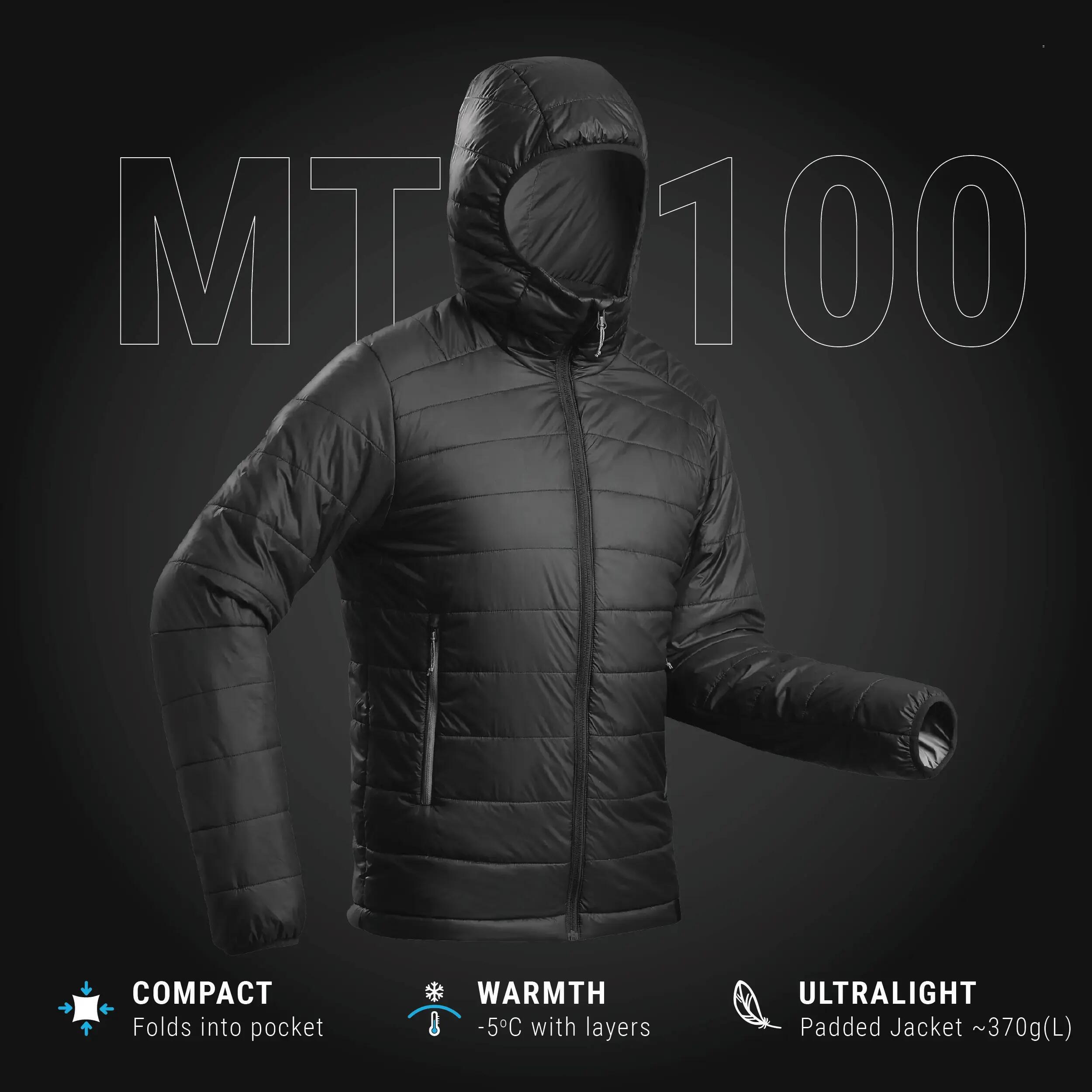 Chaqueta acolchada térmica de trekking para Hombre Forclaz MT100 negro 10/11