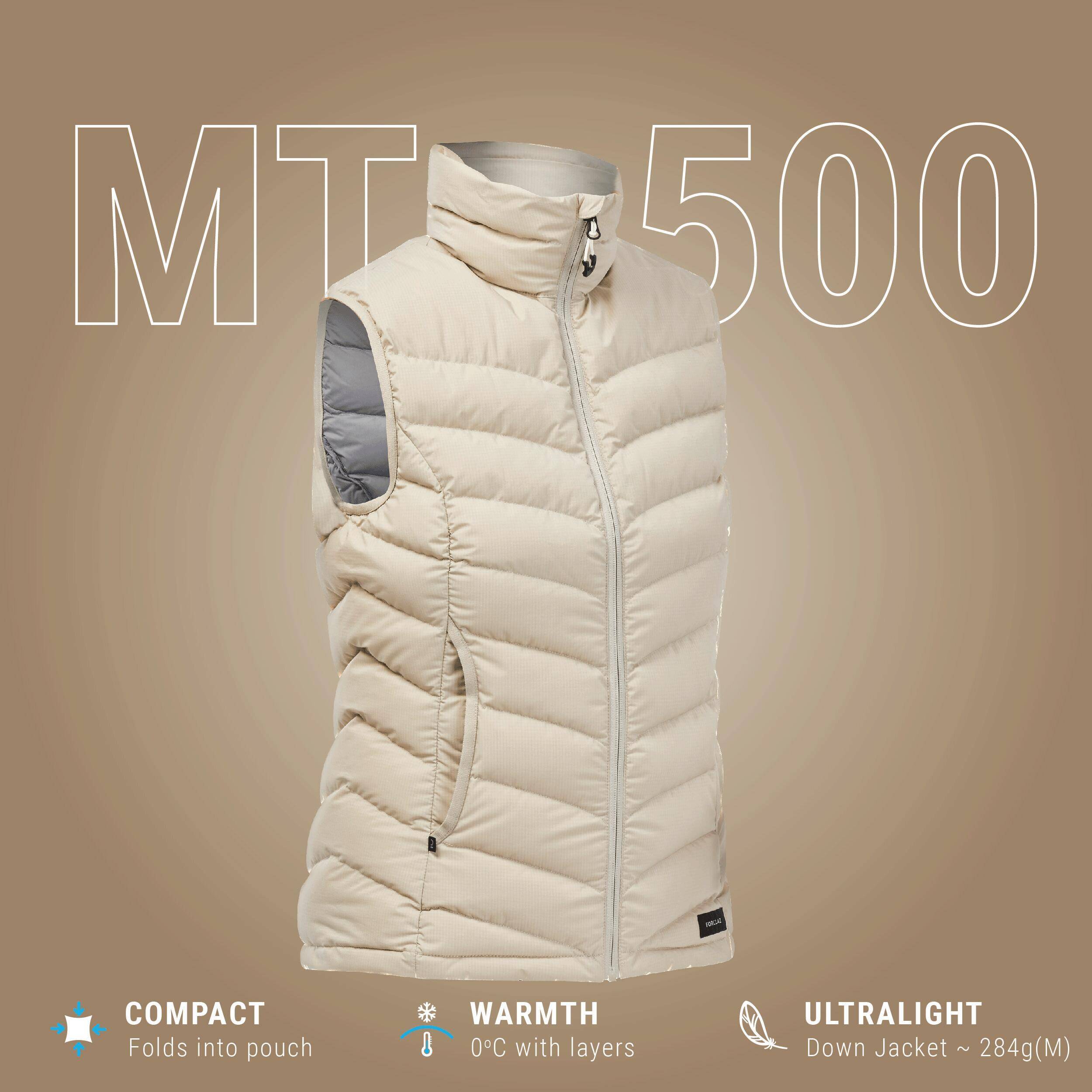 Women’s Mountain Trekking Sleeveless Down Gilet - MT500 Beige -  3