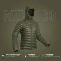 Men’s hooded down hiking jacket -5°C, MT100 - Green