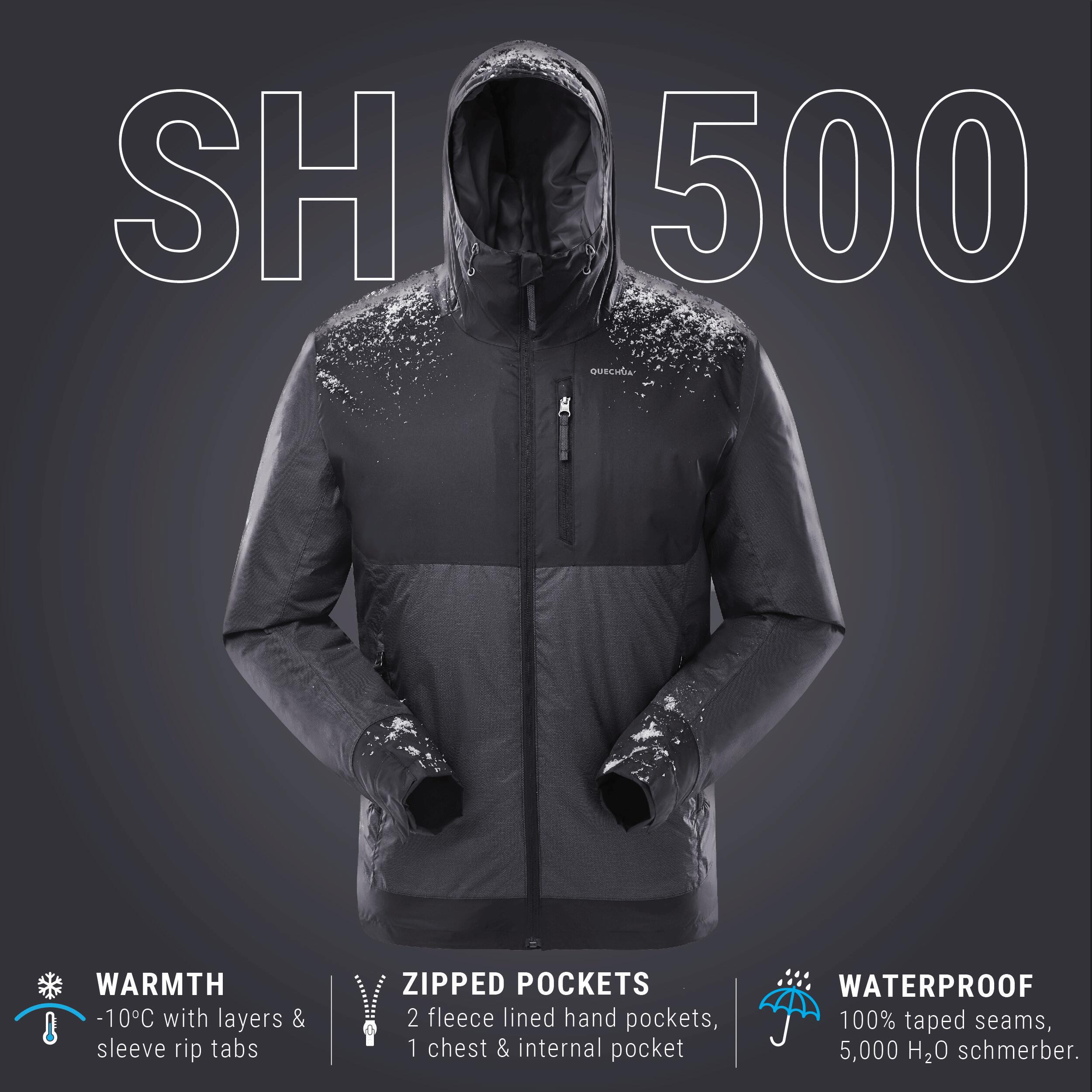 Chamarra de senderismo hasta -10 °C impermeable negra para hombre NH500 18/18