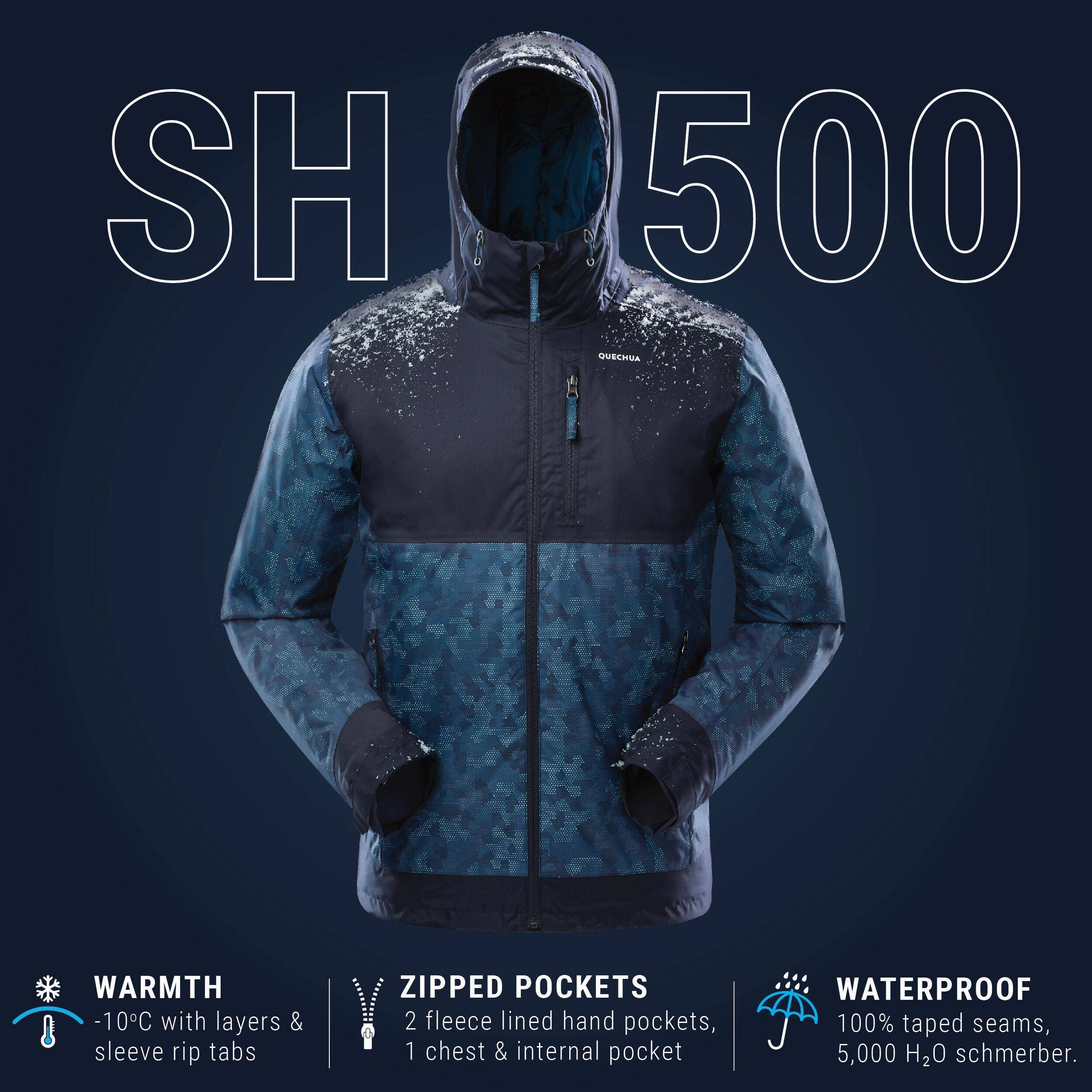 Men Winter Jacket - Waterproof SH500 -10°C Blue -  3