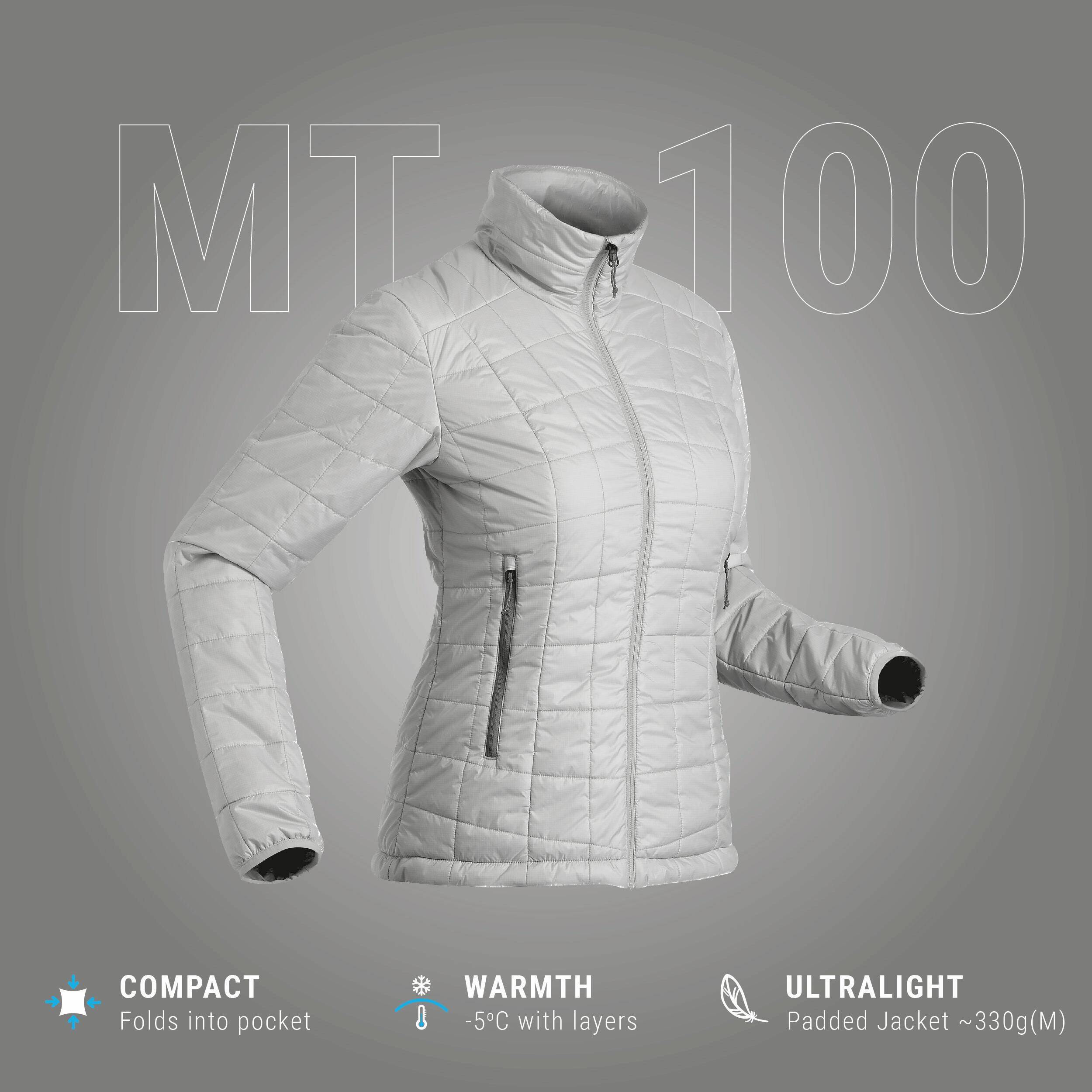Women Trekking Padded Jacket - MT 100 -5°C - Grey -  5