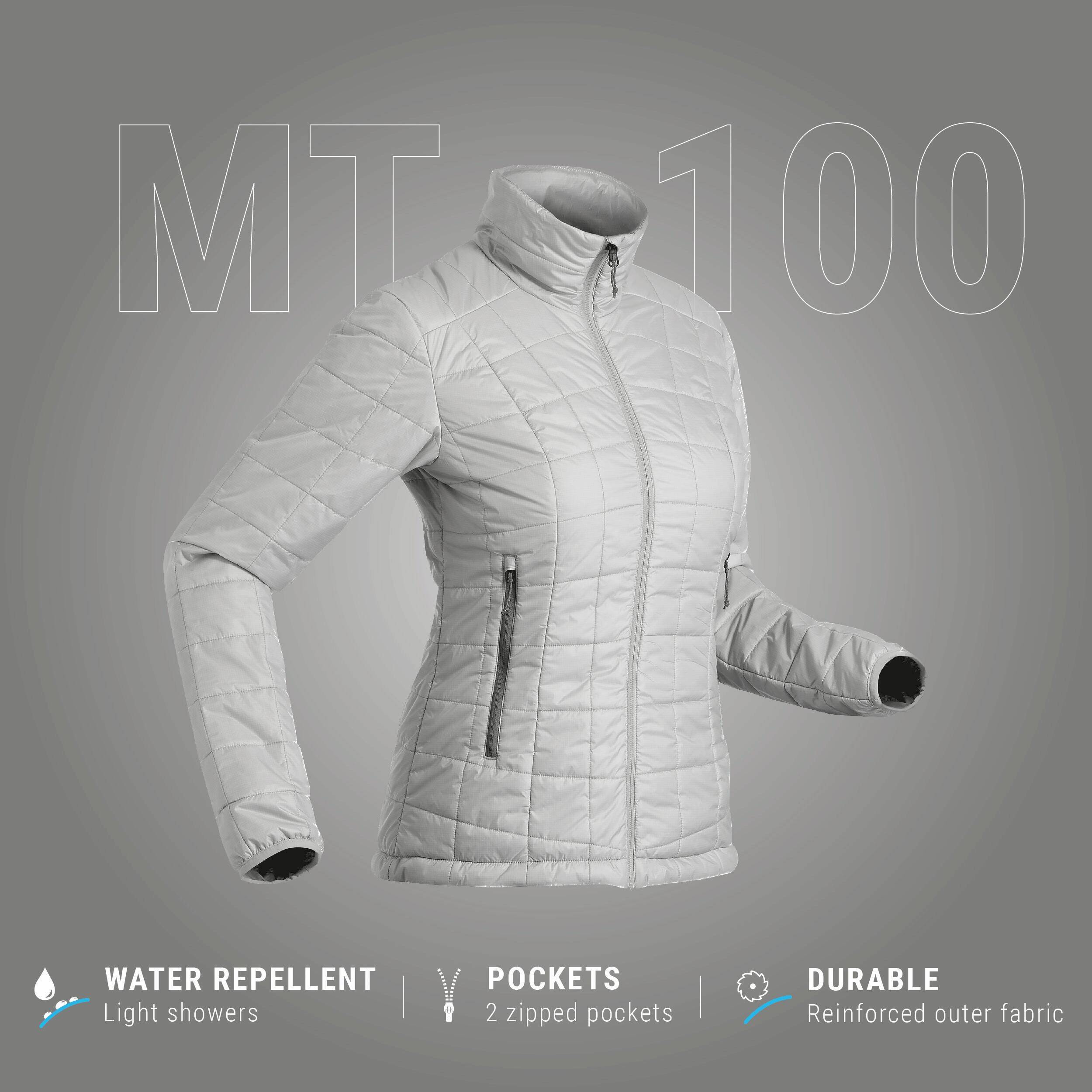 Women Trekking Padded Jacket - MT 100 -5°C - Grey -  4