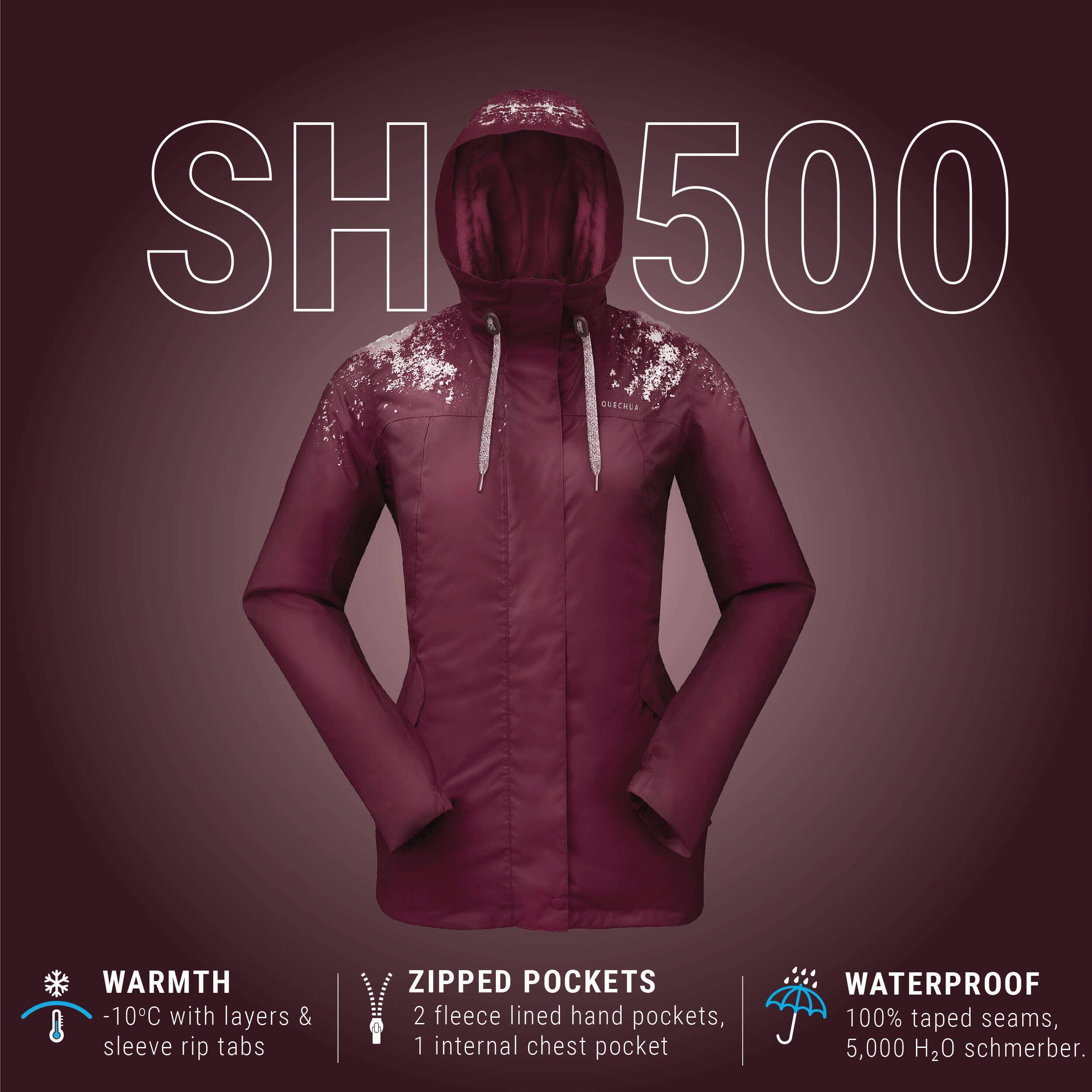 Women Winter Jacket for Hiking SH500 -10°C Burgundy -  3