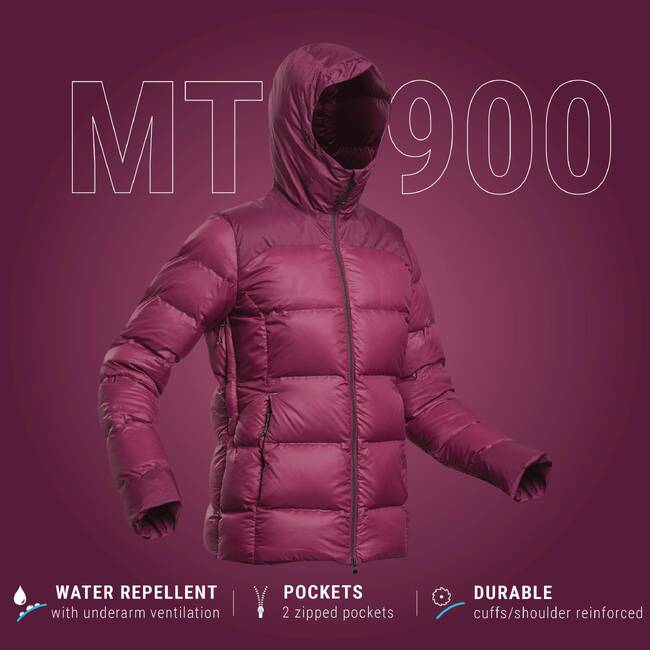 Women Mountain Trekking Down Jacket - MT900 -18°C Purple