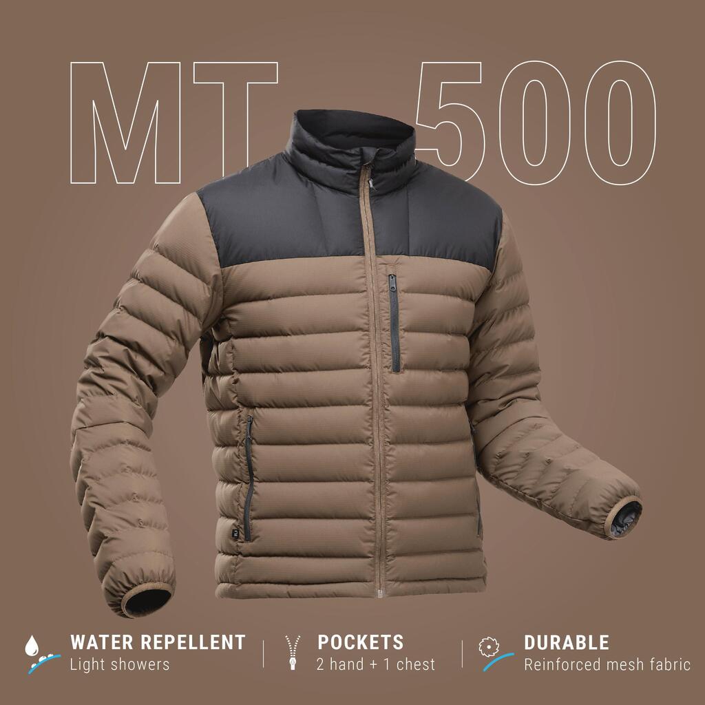 מעיל פוך לגברים לטרקים בהרים MT500 ‏‏‎-10°C חום/שחור