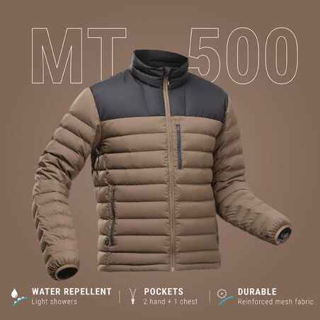 מעיל פוך לגברים לטרקים בהרים MT500 ‏‏‎-10°C חום/שחור