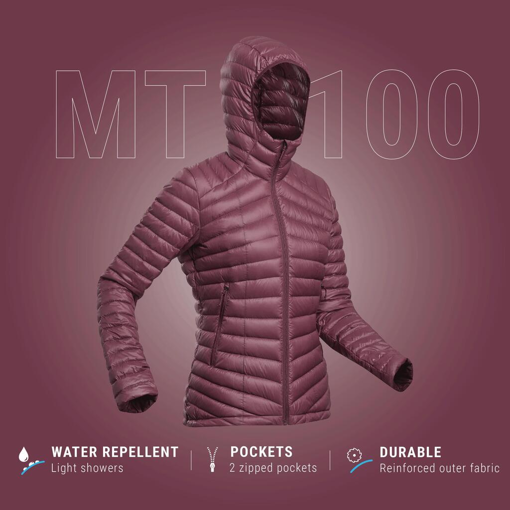 Women's Mountain Trekking Hooded Down Jacket - MT100 -5 °C