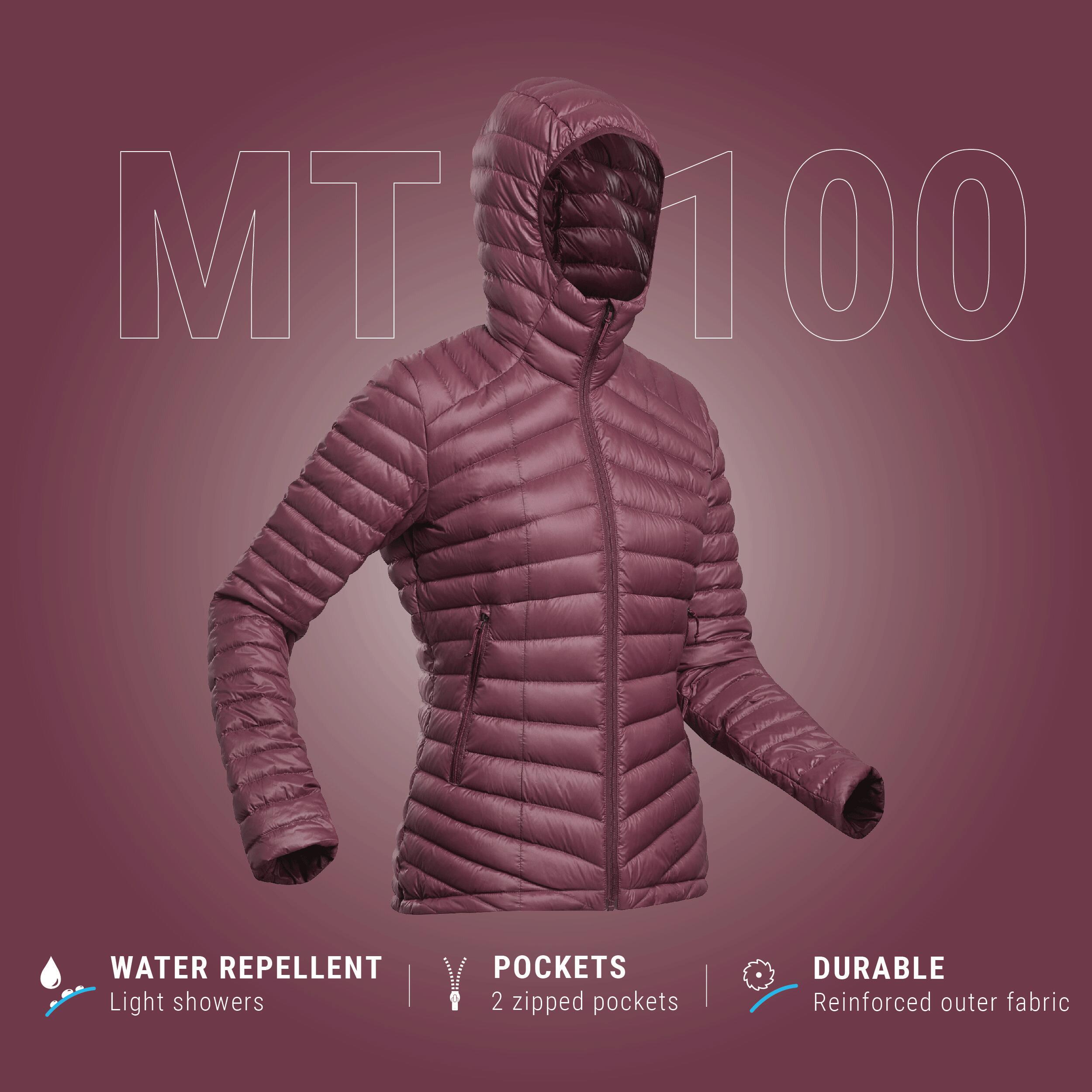 Women s Mountain Trekking Hooded Down Jacket MT100 5 C