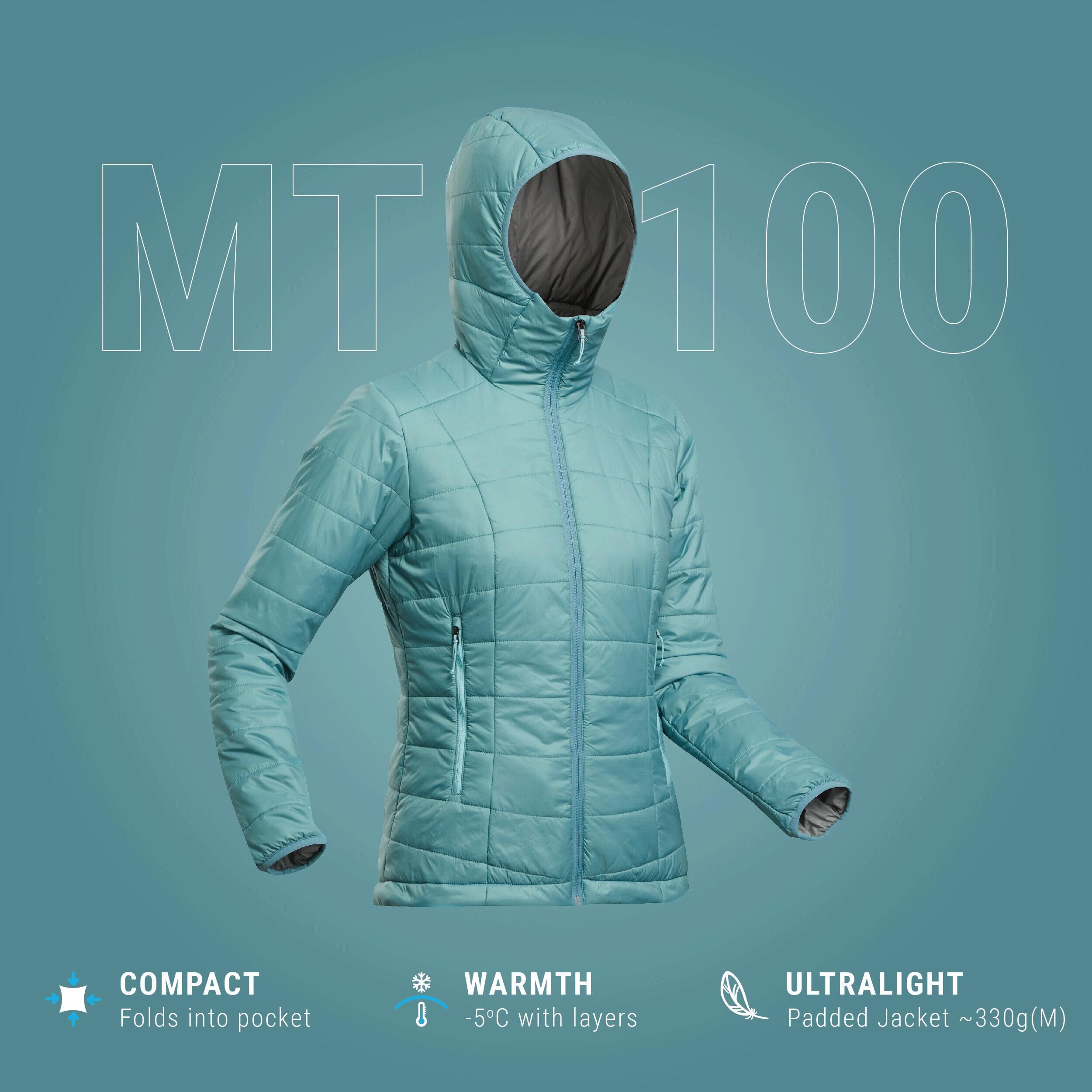 FORCLAZ Women's Mountain Trekking Padded Jacket with Hood - MT100 -5°C