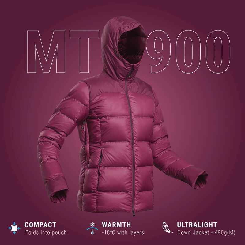 Women’s Mountain Trekking Down Jacket with Hood - MT900 -18°C