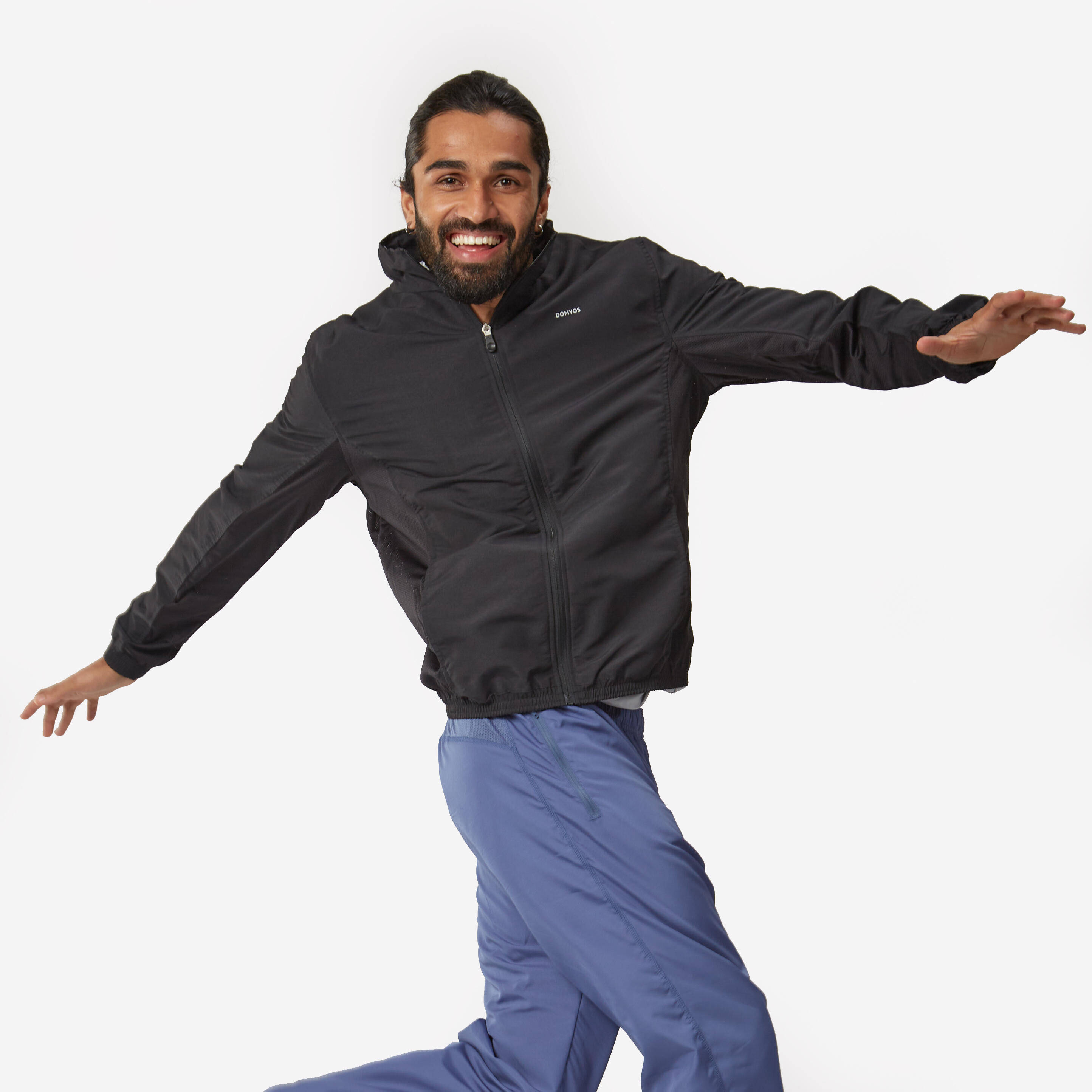 Men Fitness Tracksuit Jacket with Moisture Management FJA 100 - Black -  3