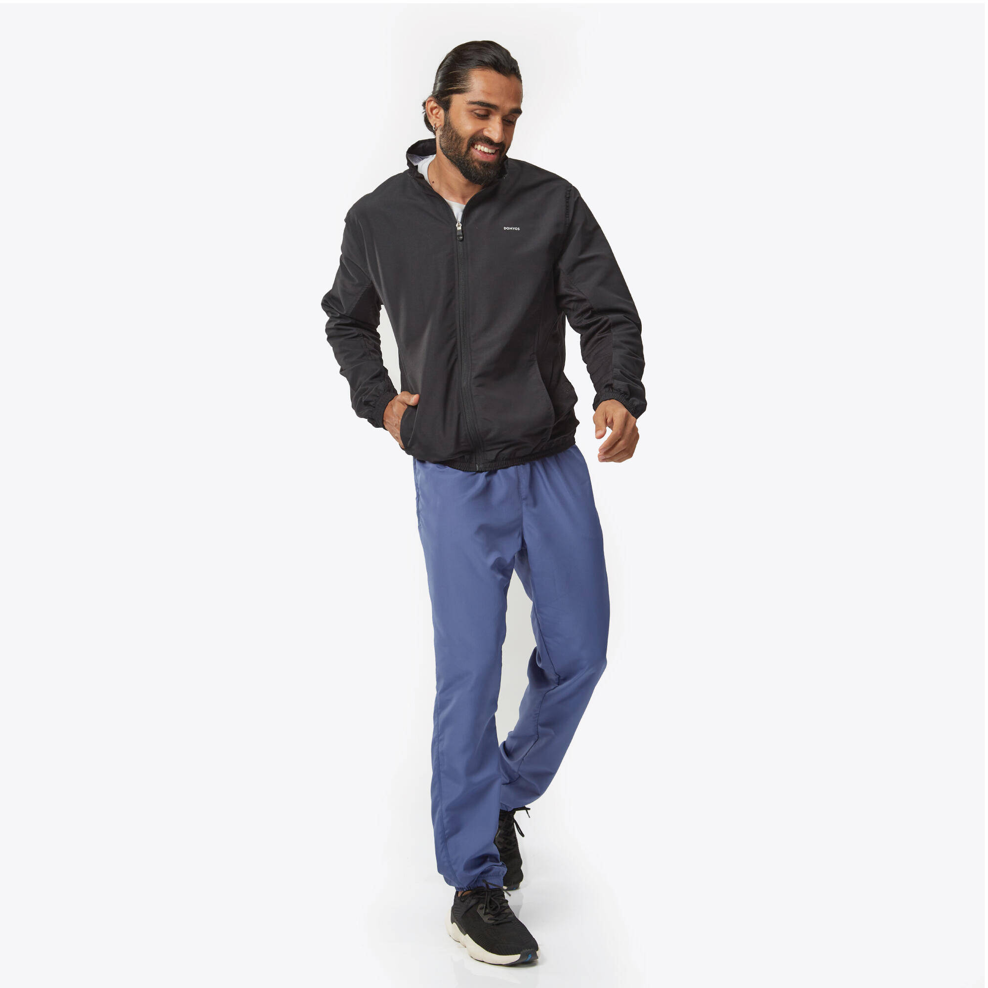 Men Fitness Tracksuit Jacket with Moisture Management FJA 100 - Black -  2