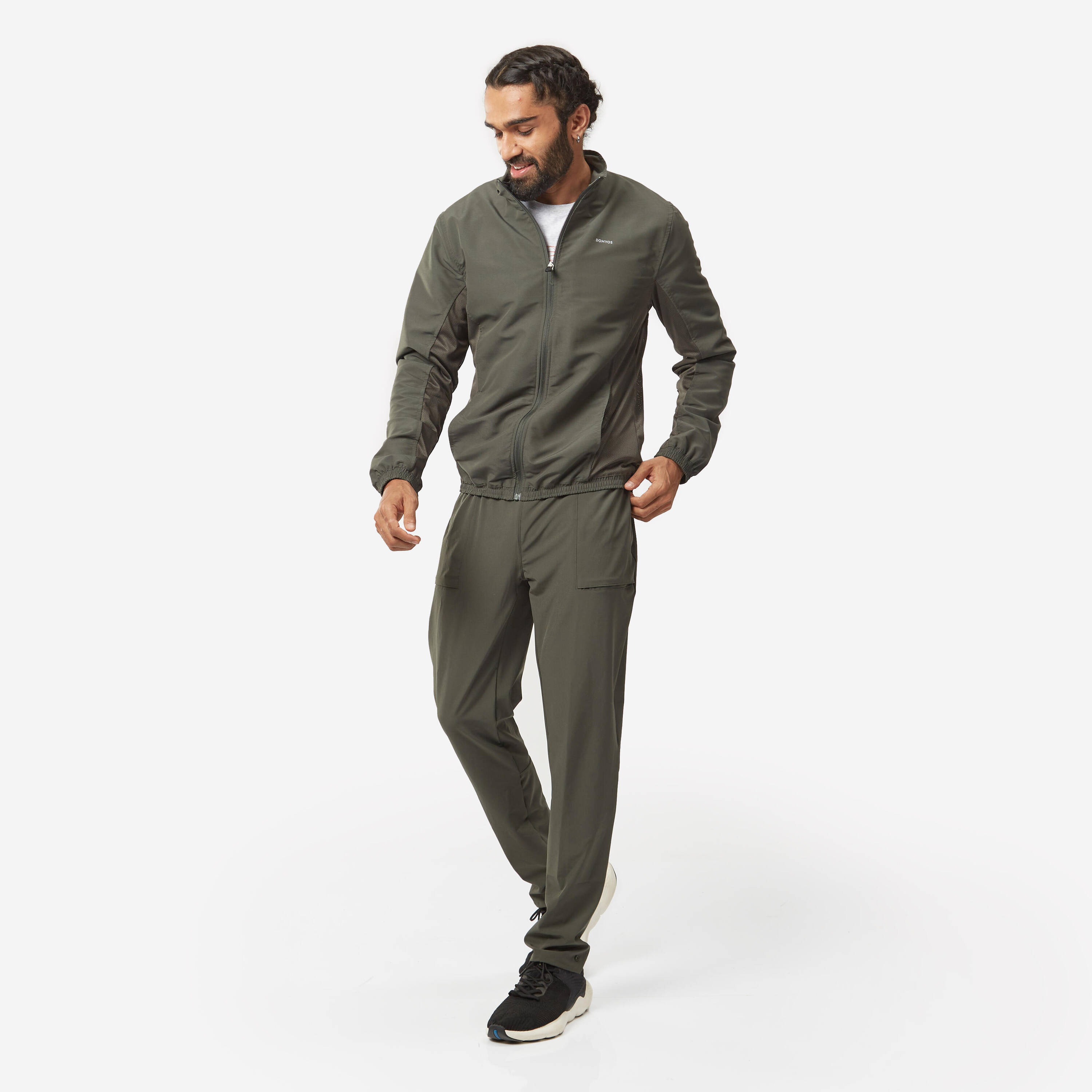 Men Fitness Tracksuit Jacket with Moisture Management FJA 100 - Khaki -  2
