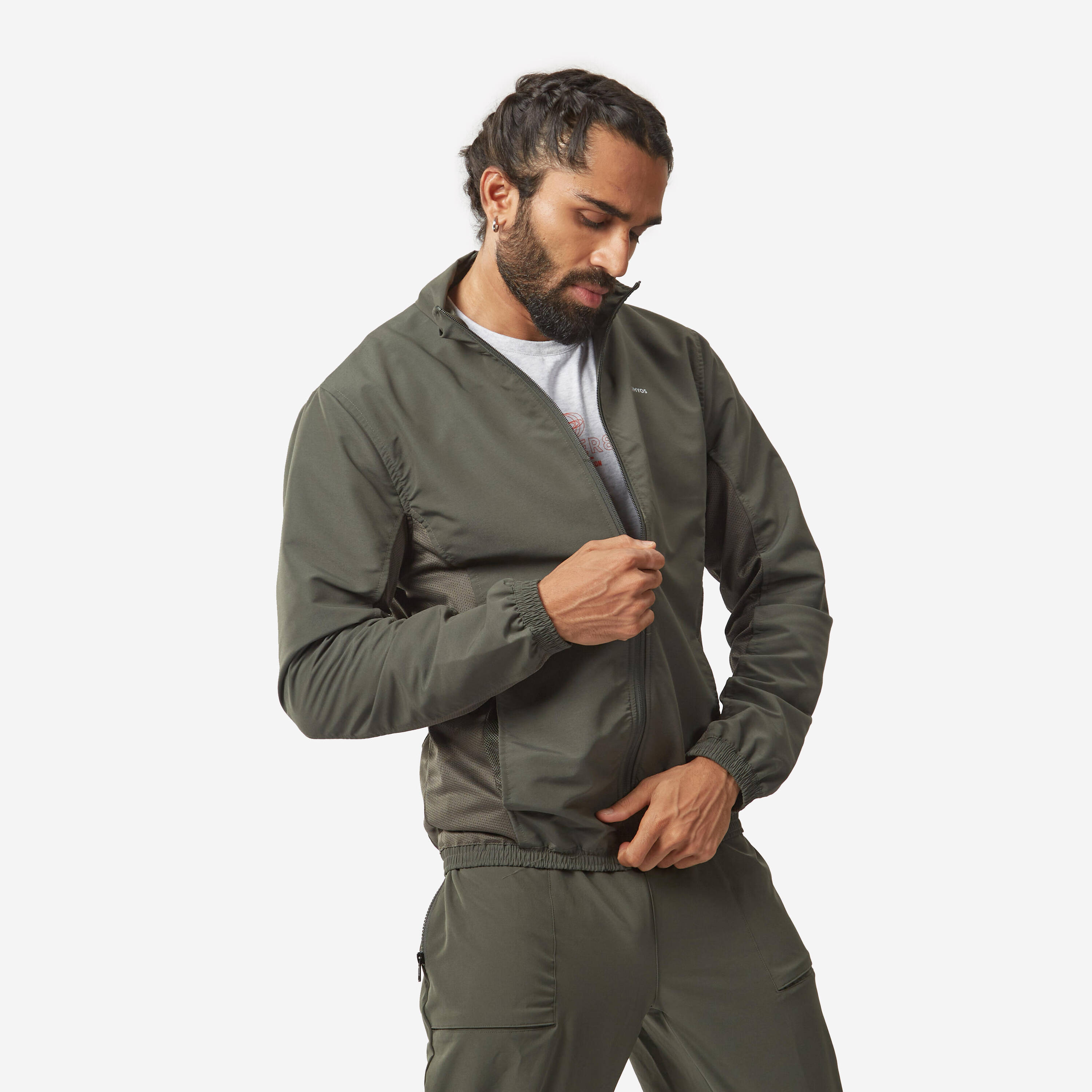 Men Fitness Tracksuit Jacket with Moisture Management FJA 100 - Khaki -  4