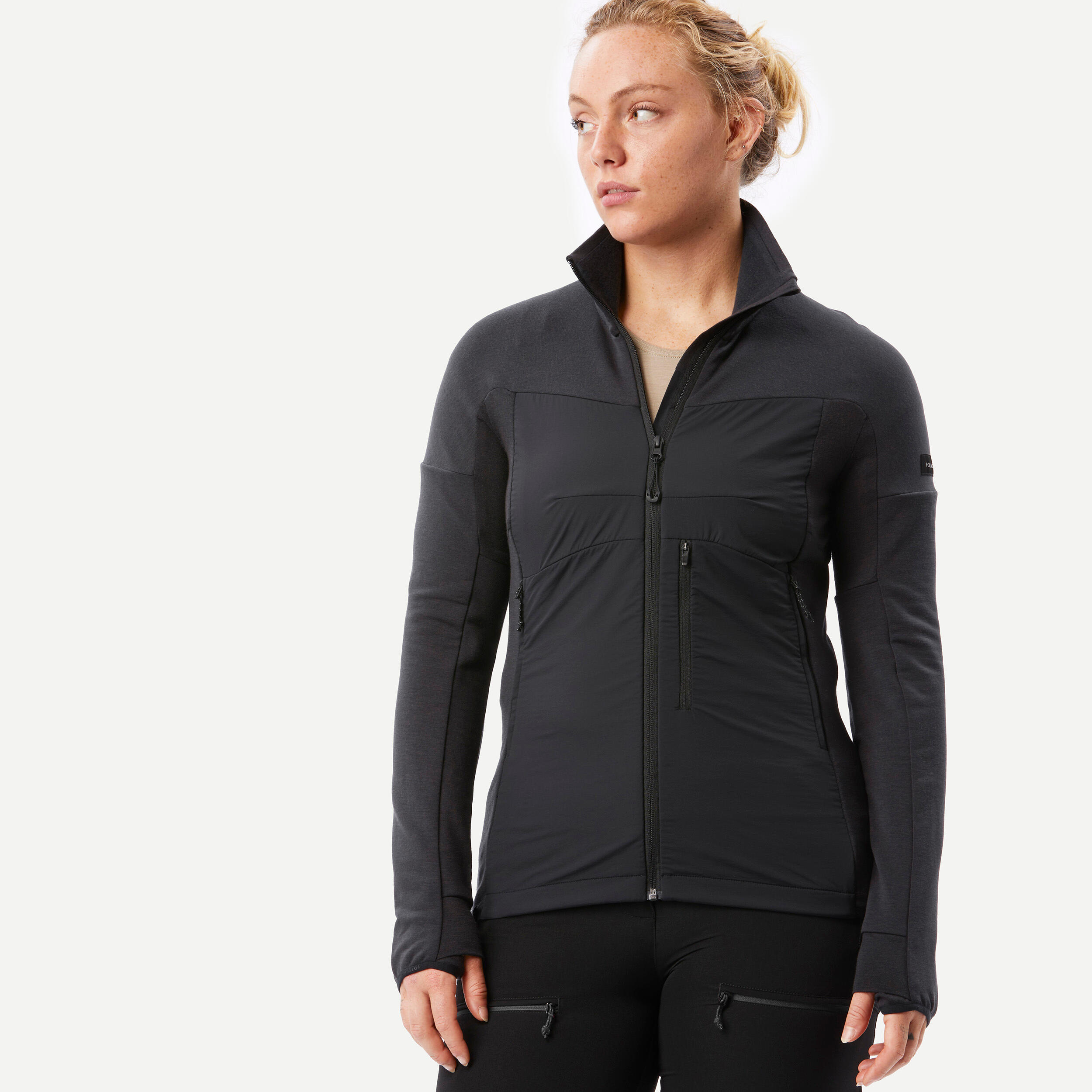 Women's long-sleeved Merino wool trekking thermal jacket - MT900 1/6