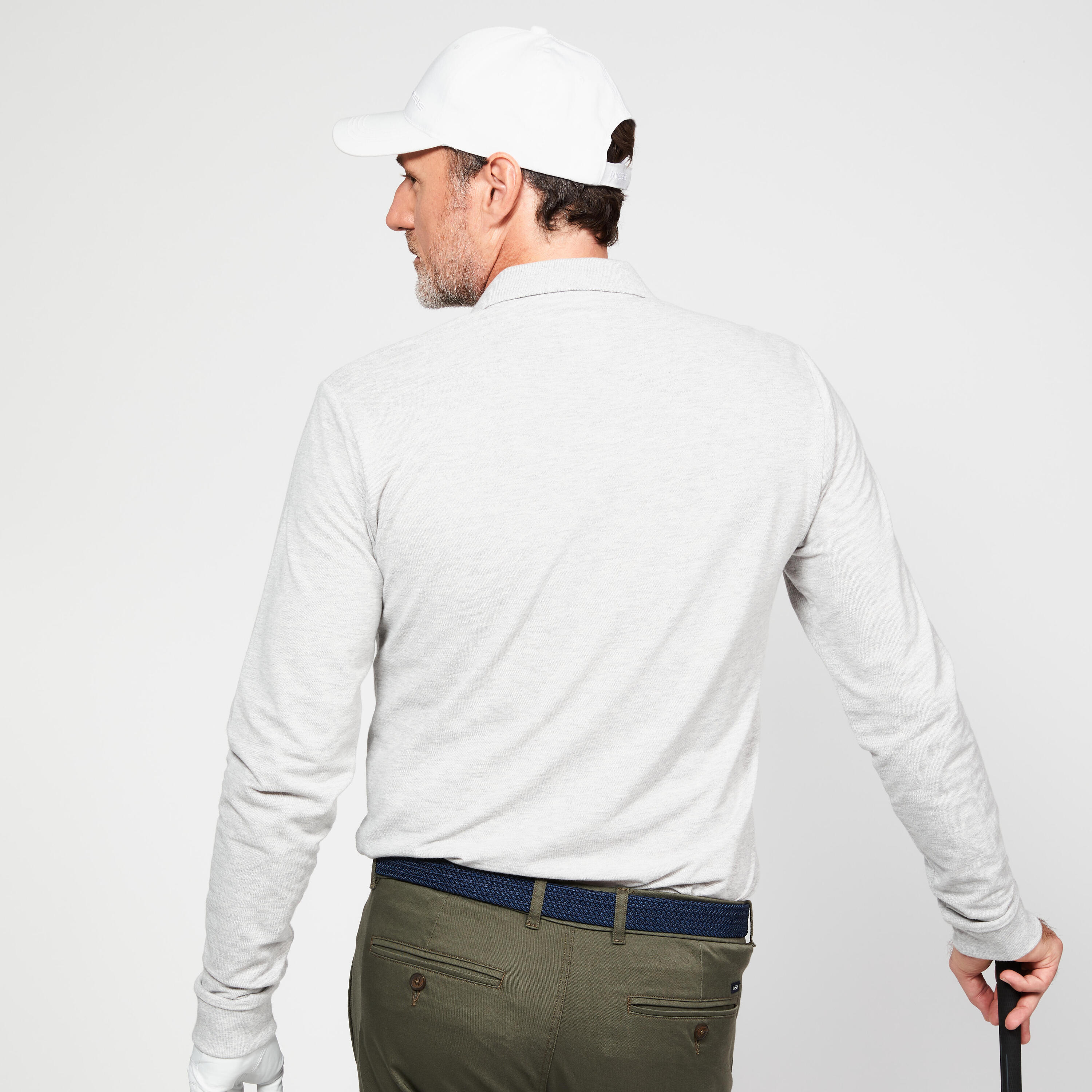 Men's golf long-sleeved polo shirt - MW500 grey 3/6