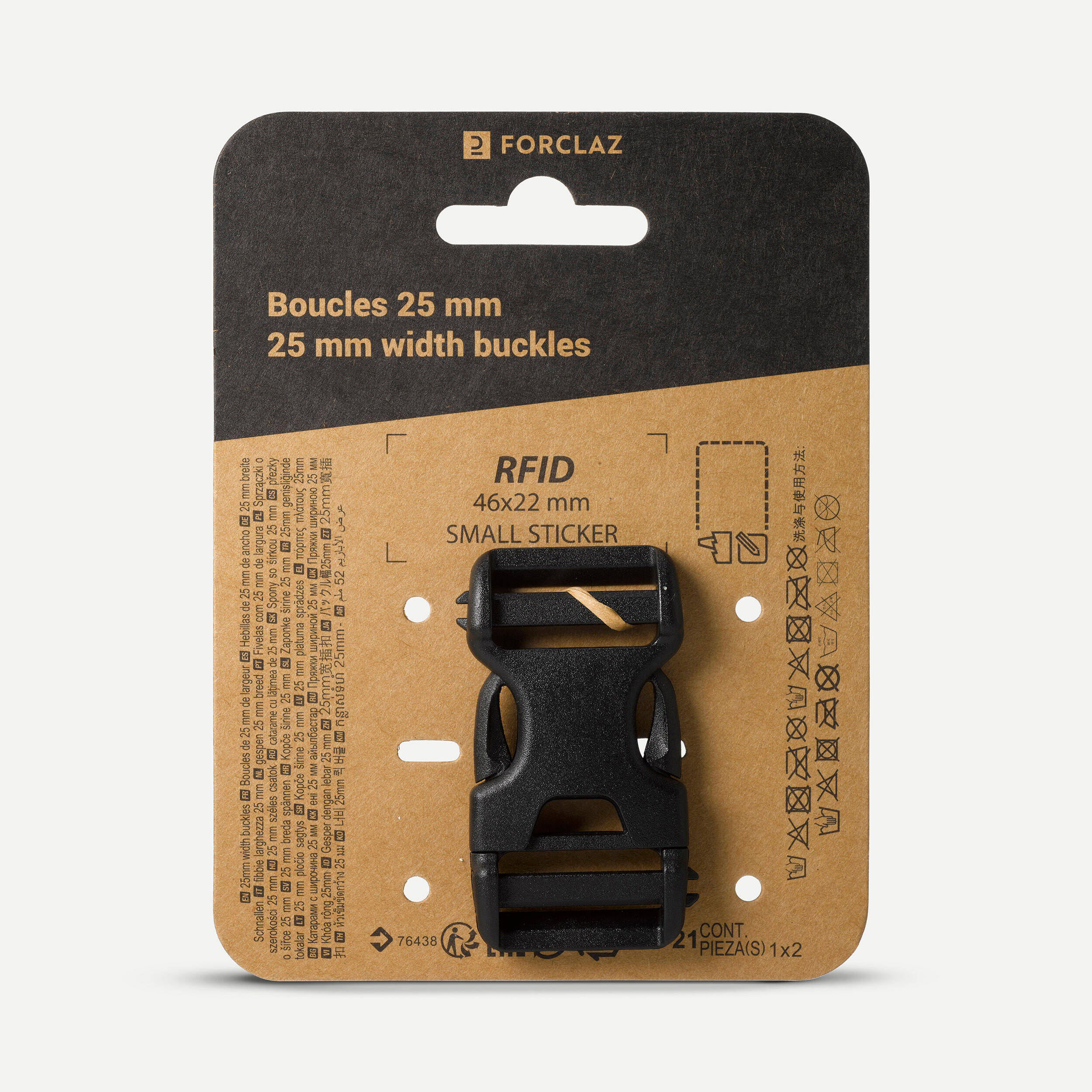 Double pin lock backpack fastening buckle, 25 mm -  1