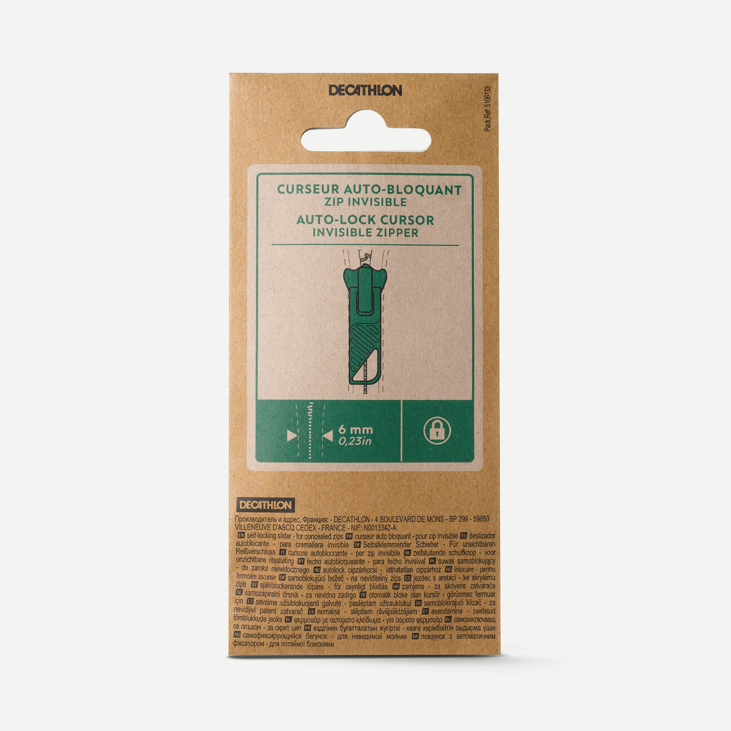 Decathlon - Curseur Réparable Auto-bloquant Pour Fermeture Éclair Spiralée Invisible 6mm - Curseur Fermeture Éclair - Randonnees Et Trekking Homme - - Taille Unique - Decathlon