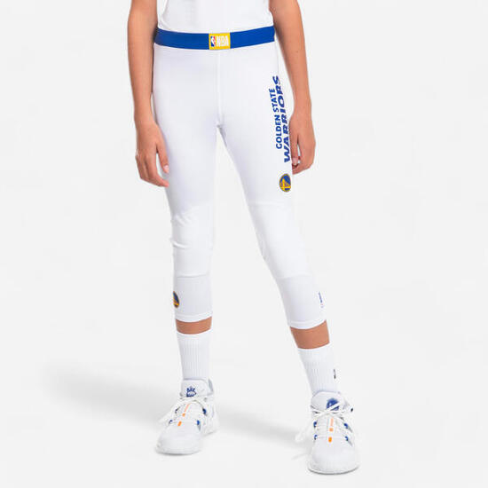 Legging basketball 3/4 NBA Golden State Warriors Enfant - 500 Blanc
