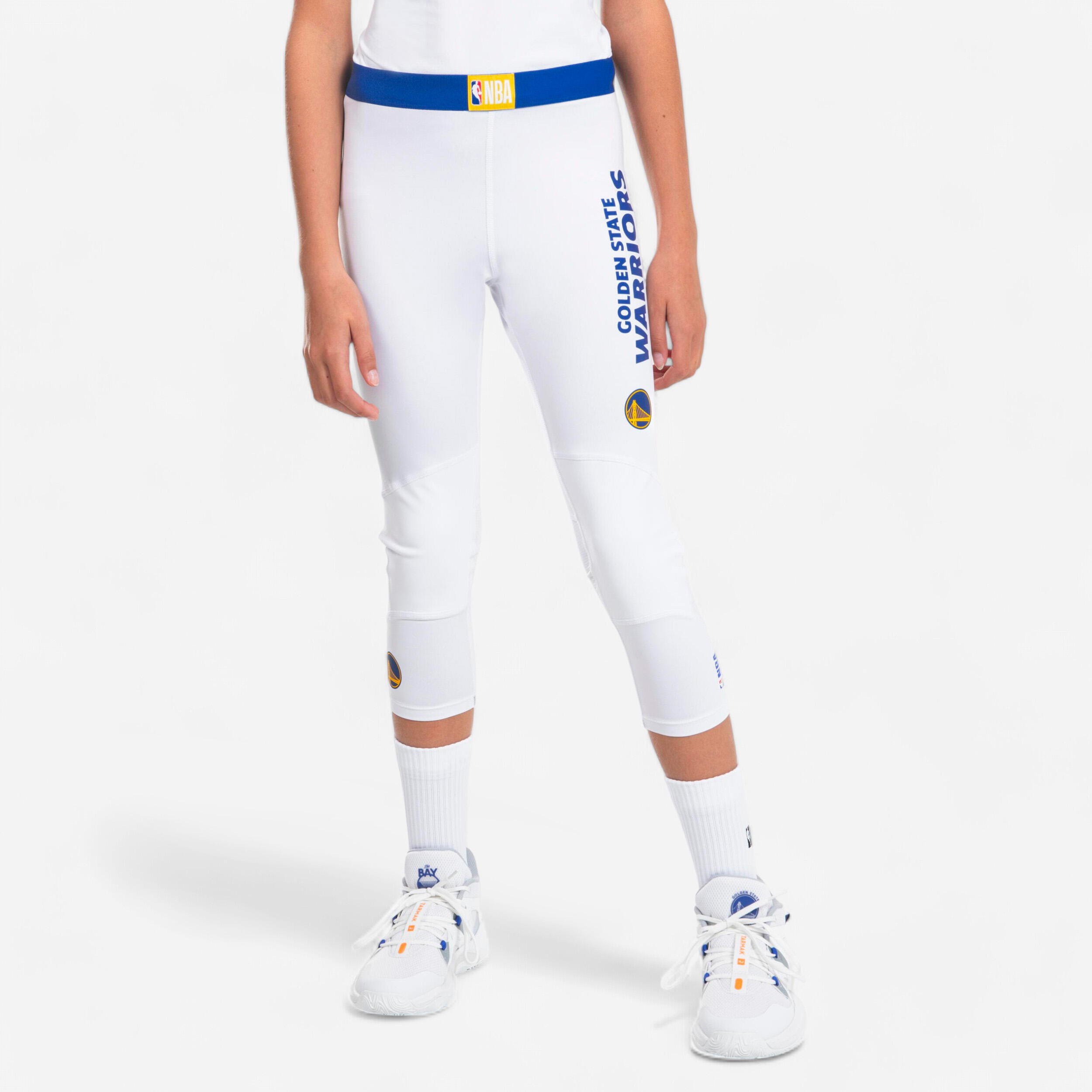 Tarmak - Legging Basketball 3/4 Nba Golden State Warriors Enfant - 500 Blanc - Collant - Basketball / Netball - - 12 À 14 Ans - Decathlon