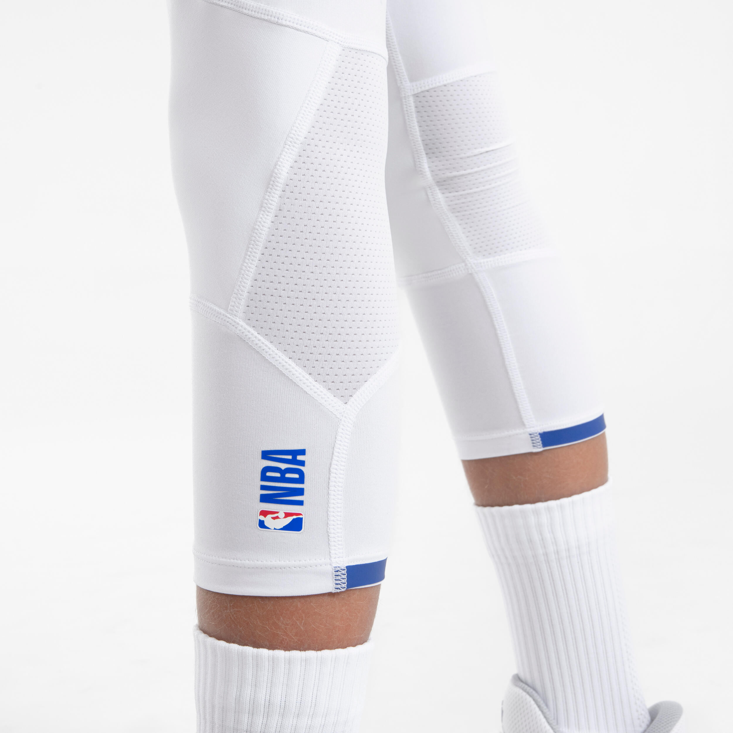 Pantaloni 3/4 basket bambino unisex 500 NBA GOLDEN STATE WARRIORS bianchi 5/6