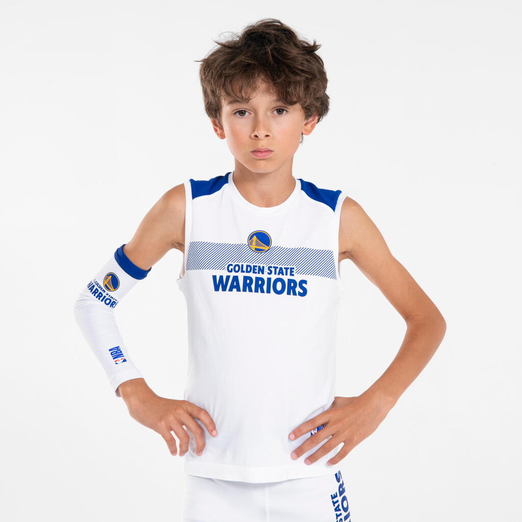 Kinder Basketball Funktionsshirt ärmellos NBA Warriors - UT 500 weiss 