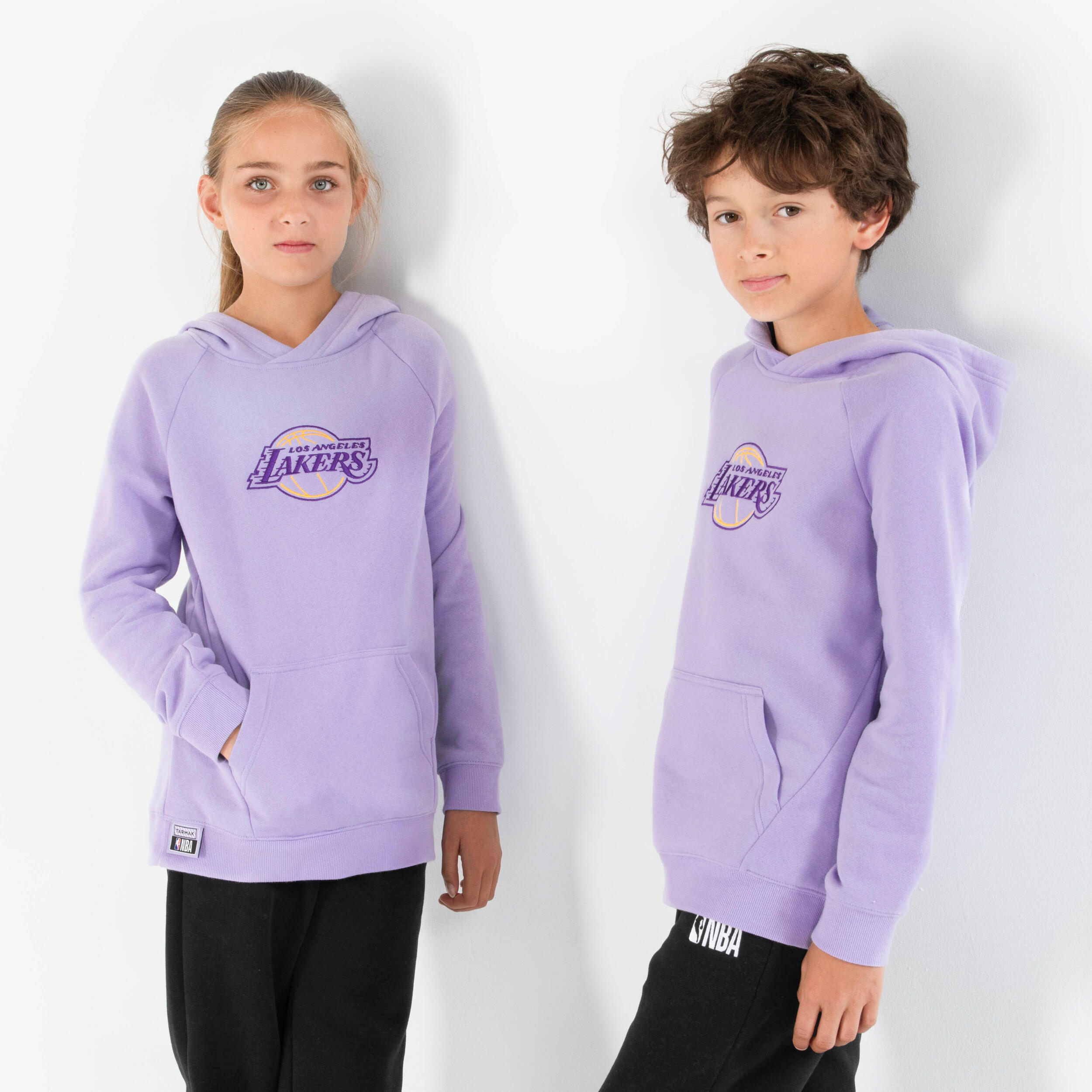 sweat à capuche los angeles lakers enfant - hoodie 900 nba violet - tarmak
