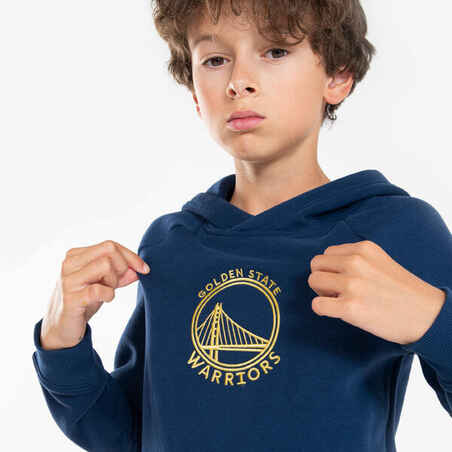 Vaikiškas džemperis su gobtuvu „900 NBA Golden State Warriors“, tamsiai mėlynas