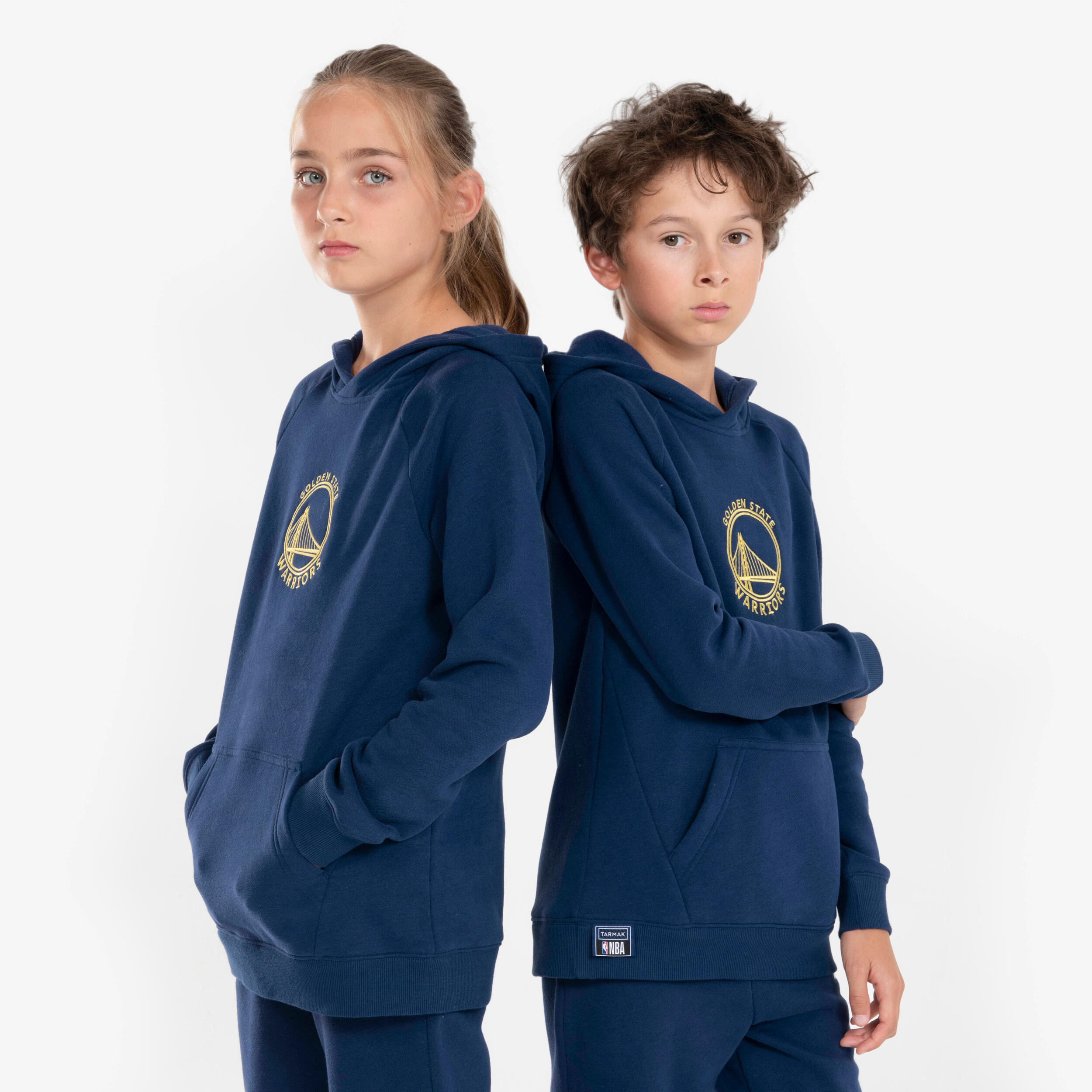 sweat à capuche golden state warriors - enfant mixte - hoodie 900 nba marine - tarmak