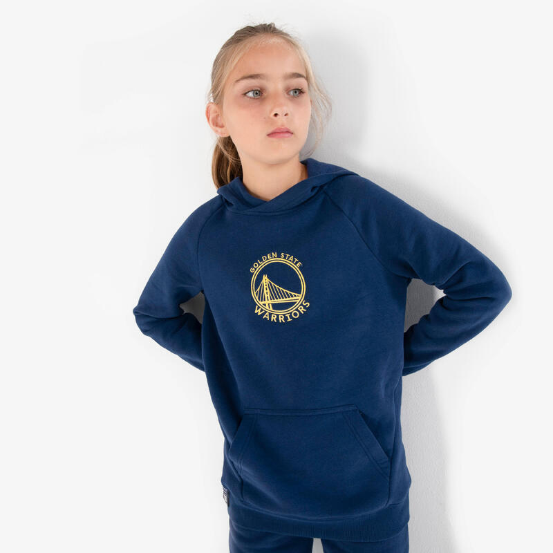 兒童男女通用款連帽衫 900 NBA 金州勇士隊 - 海藍色