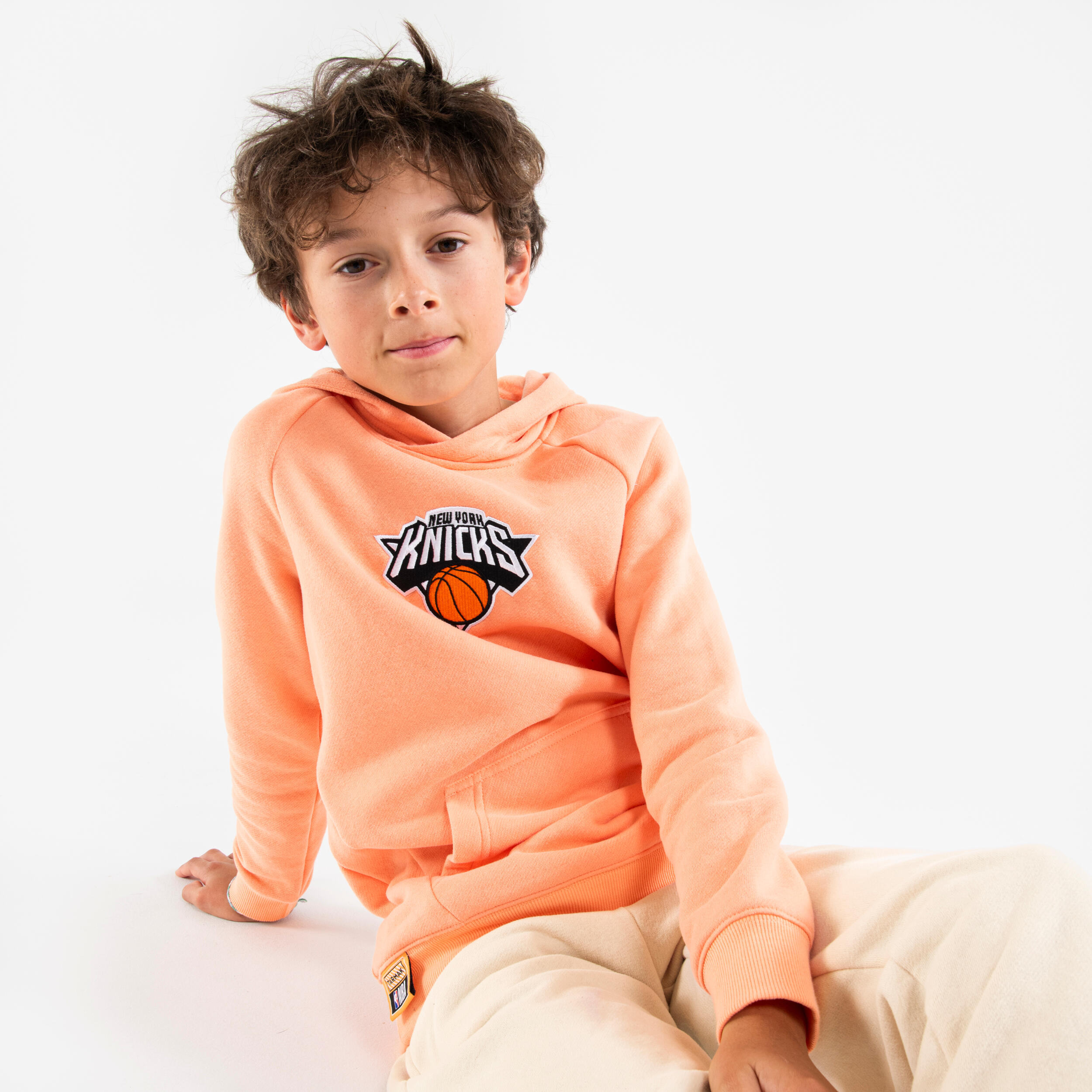 Felpa con cappuccio basket bambino unisex 900 NBA NEW YORK KNICKS arancione 3/8