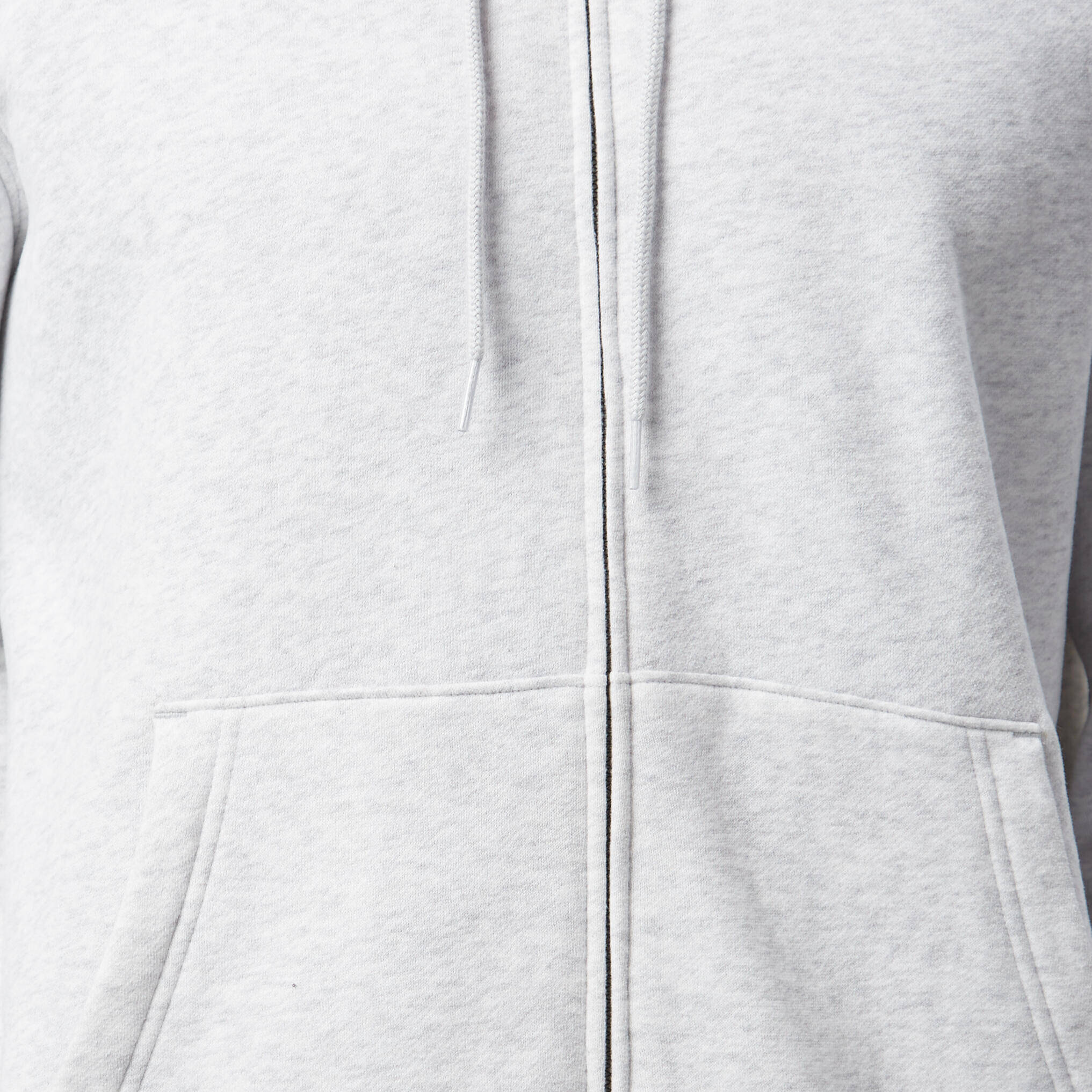 Men Fleece Hoodie, Full Zipped - Light Grey -  4