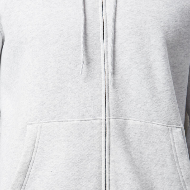 Men's Zip-Up Fitness Hoodie 500 Essentials - Light Grey