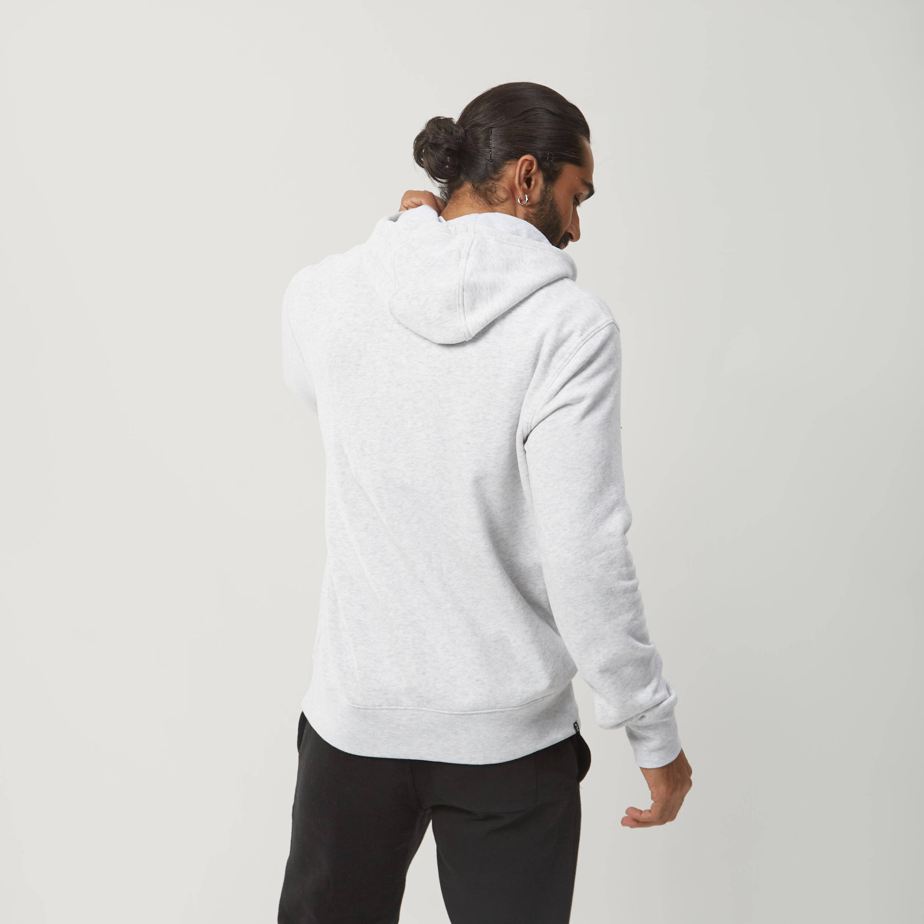 Men Fleece Hoodie, Full Zipped - Light Grey -  3