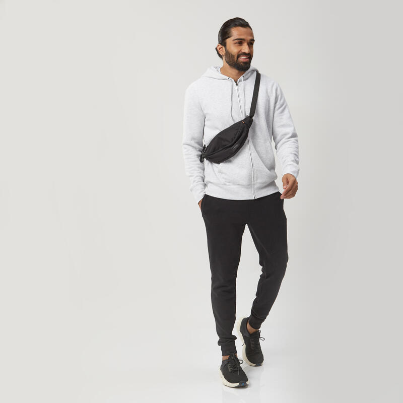 Men's Zip-Up Fitness Hoodie 500 Essentials - Light Grey