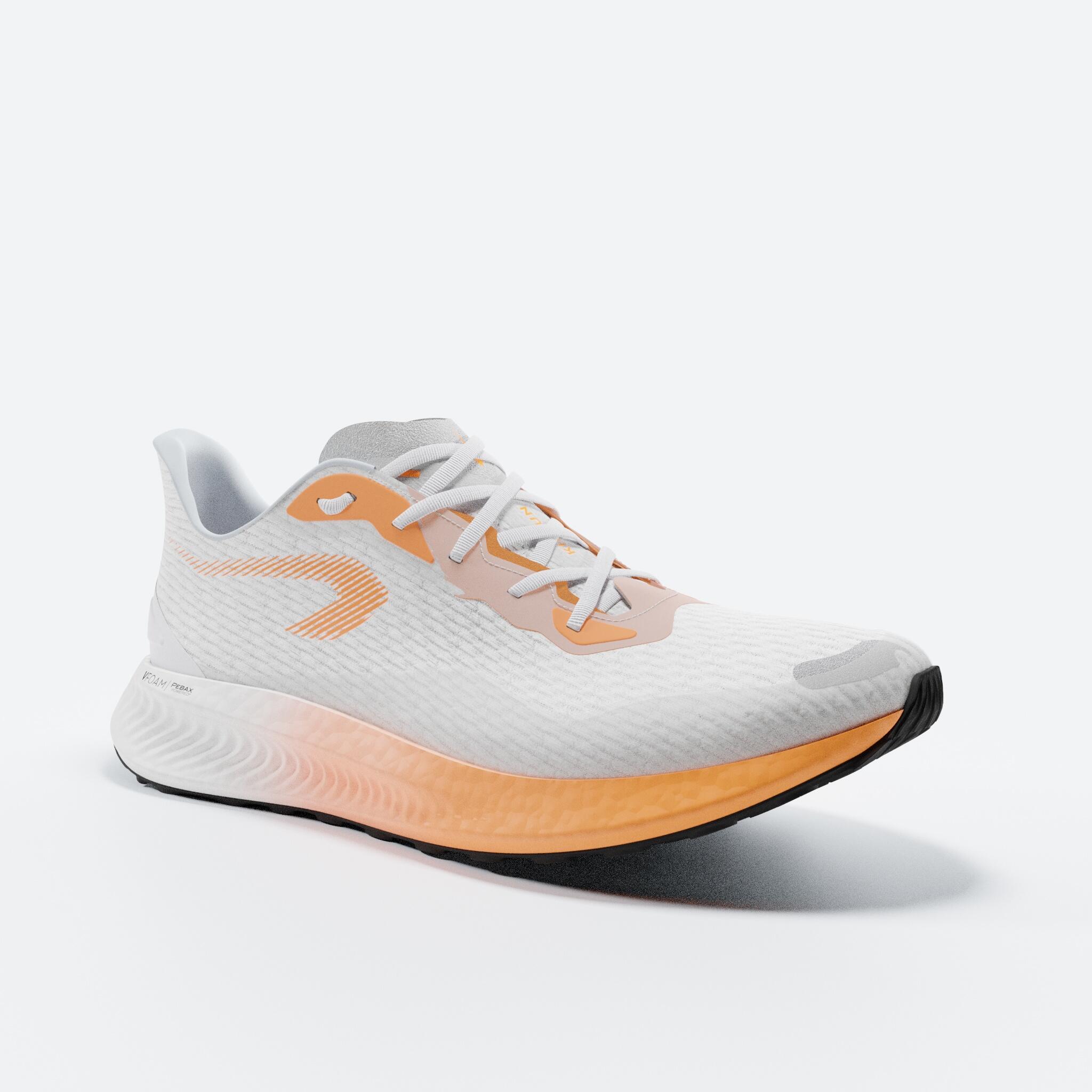 KIPRUN KD500 3 MEN'S RUNNING SHOES - WHITE AND ORANGE 12/13