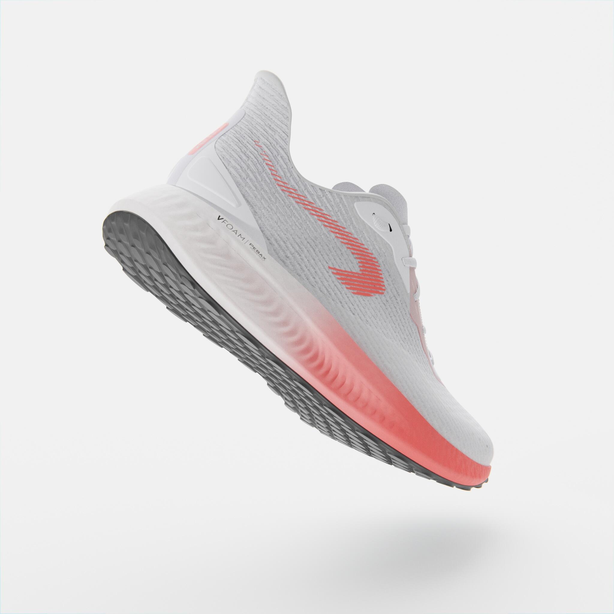 KIPRUN KD500 3 WOMEN'S RUNNING SHOES - WHITE AND CORAL 10/13