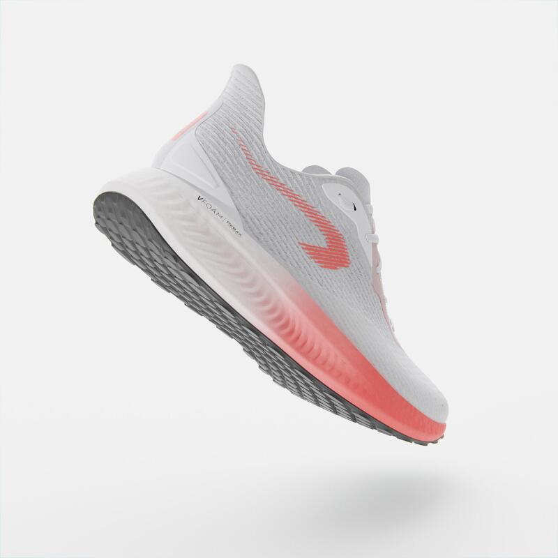 ZAPATILLA RUNNING MUJER KIPRUN KD500 3 BLANCO Y ROJO CORAL