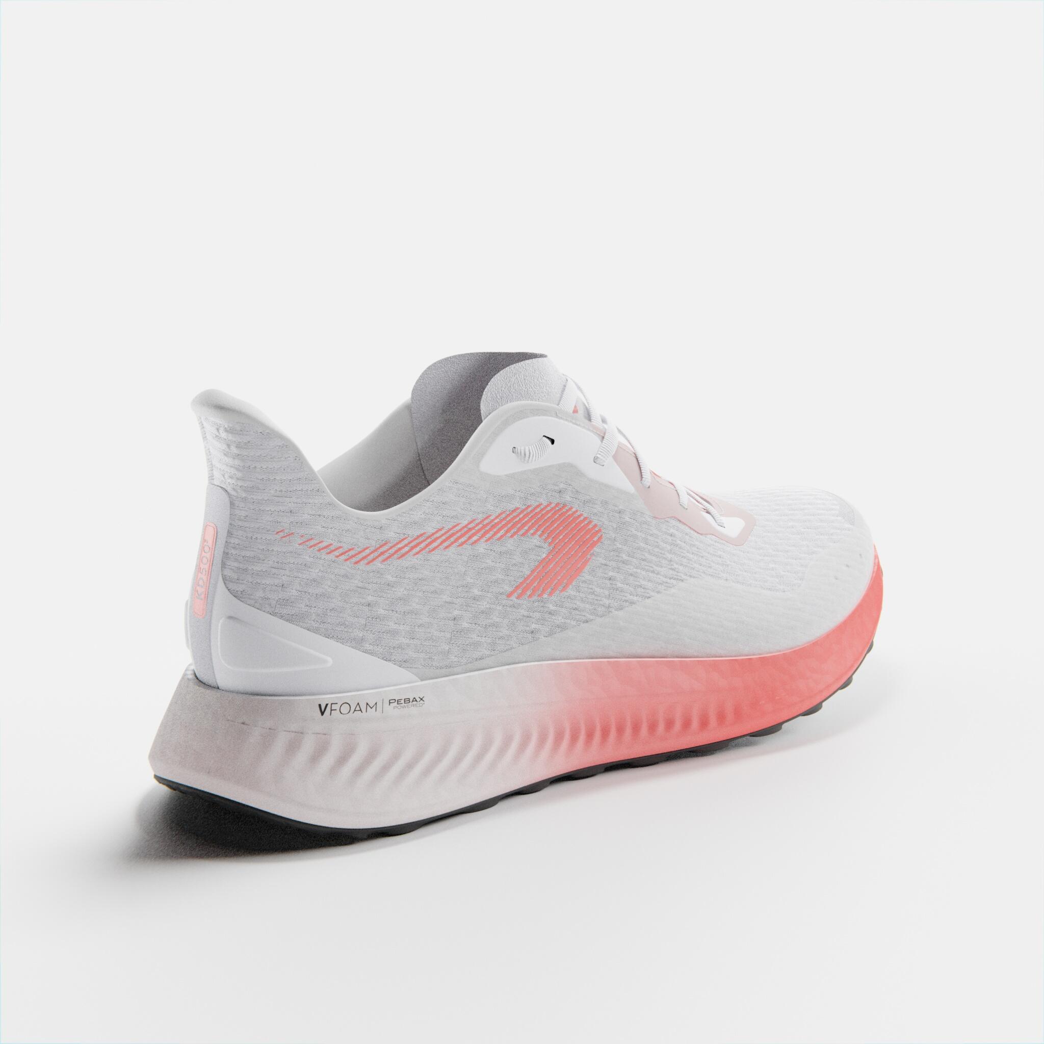 KIPRUN KD500 3 WOMEN'S RUNNING SHOES - WHITE AND CORAL 11/13