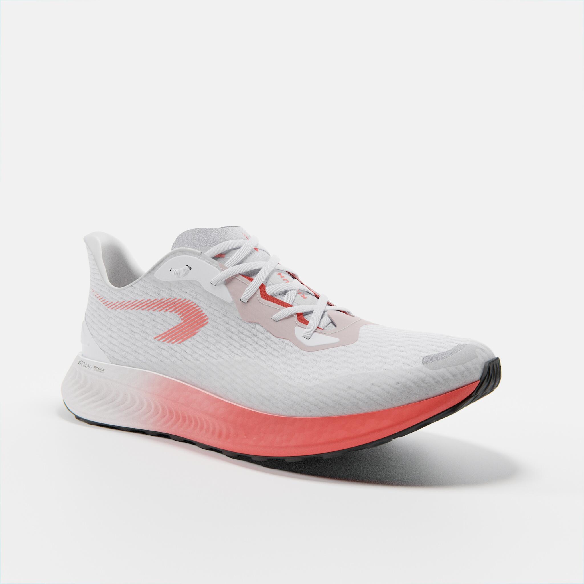 KIPRUN KD500 3 WOMEN'S RUNNING SHOES - WHITE AND CORAL 12/13