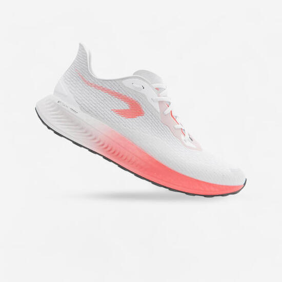 ZAPATILLA RUNNING MUJER KIPRUN KD500 3 BLANCO Y ROJO CORAL
